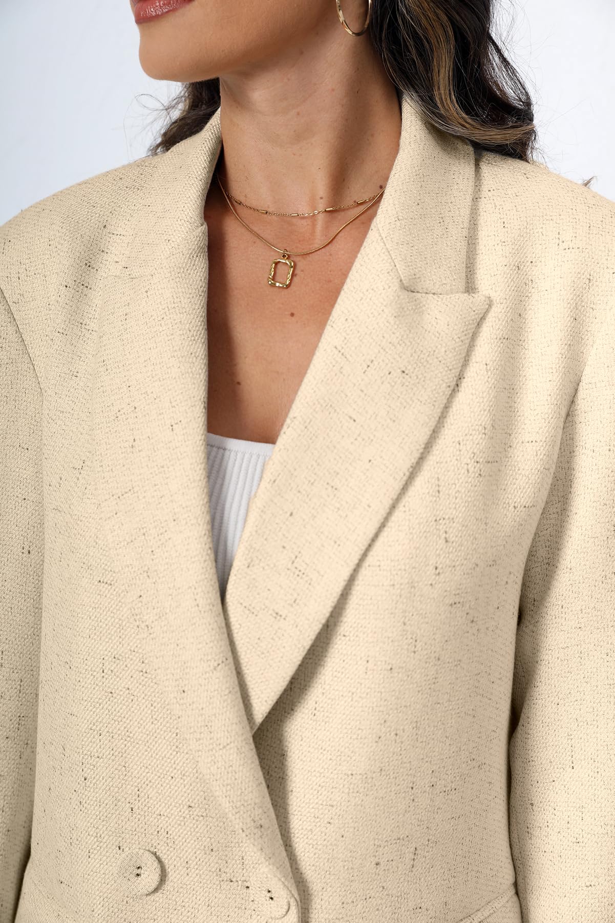 Blazer de costume surdimensionné à double boutonnage pour femme, veste à manches longues, style petit ami décontracté, blazer de travail et de bureau avec poches