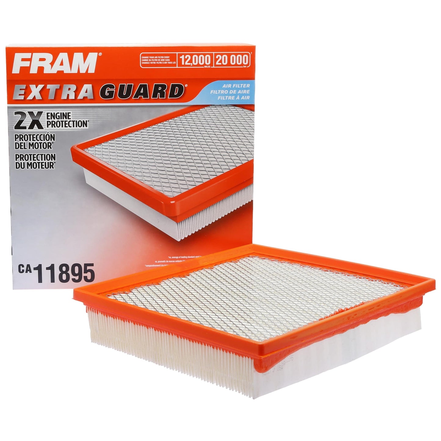 FRAM Extra Guard CA11895 Filtre à air moteur de rechange pour Toyota 2013-2022 (4,0 L, 4-6 L et 5,7 L), offre jusqu'à 12 mois ou 12 000 miles de protection du filtre 