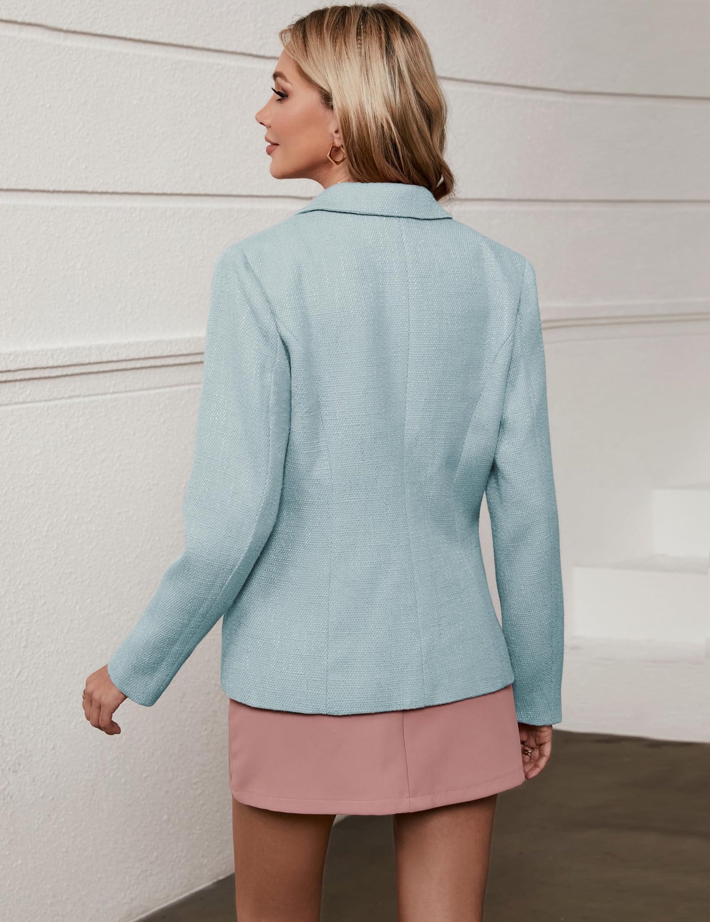 Luvamia Tweed Blazers pour femmes affaires décontracté habillé Blazer veste costumes de travail bureau tenues professionnelles à manches longues