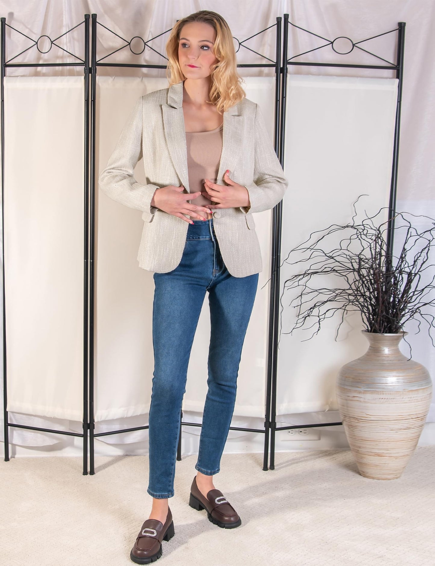 Luvamia Tweed Blazers pour femmes affaires décontracté habillé Blazer veste costumes de travail bureau tenues professionnelles à manches longues