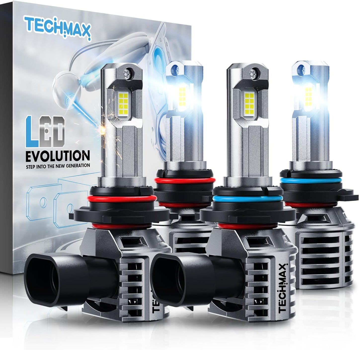 TECHMAX Bombilla LED H7, 18000 lm, 6500 K, luz blanca, no requiere adaptador con ventilador Plug and Play 1:1, luz antiniebla halógena de repuesto de tamaño pequeño, paquete de 2 