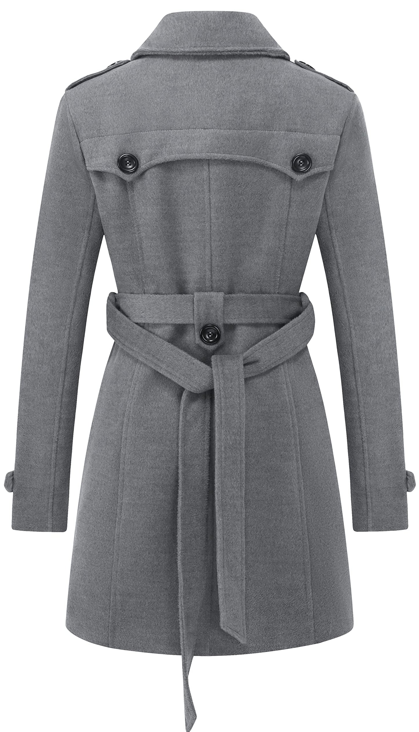 GGleaf Women's Classic Double Breasted Pea Coat Winter Mid-Long Slim Trench Coat with Belt