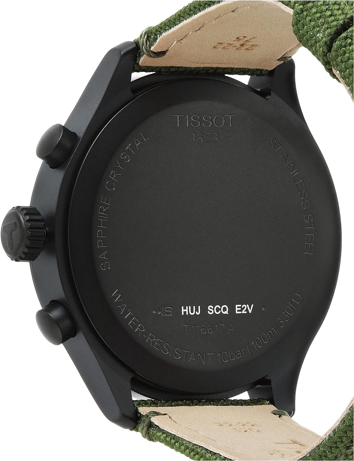 Tissot Montre à quartz Chrono XL pour homme, boîtier en acier inoxydable 316L avec revêtement PVD noir, vert, tissu, 22 (T1166173709700) 