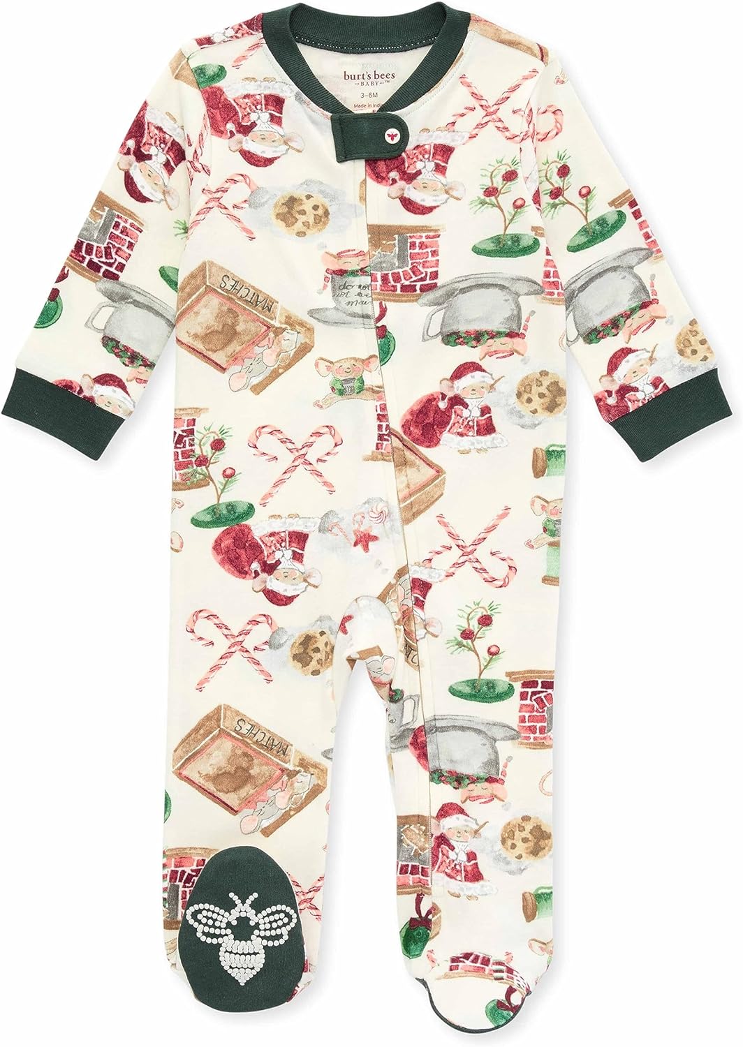 Burt's Bees Baby Baby Girls' Sleep and Play Pajamas, 100% Organic Cotton One-Piece Romper Jumpsuit Zip Front Pjs Xpress