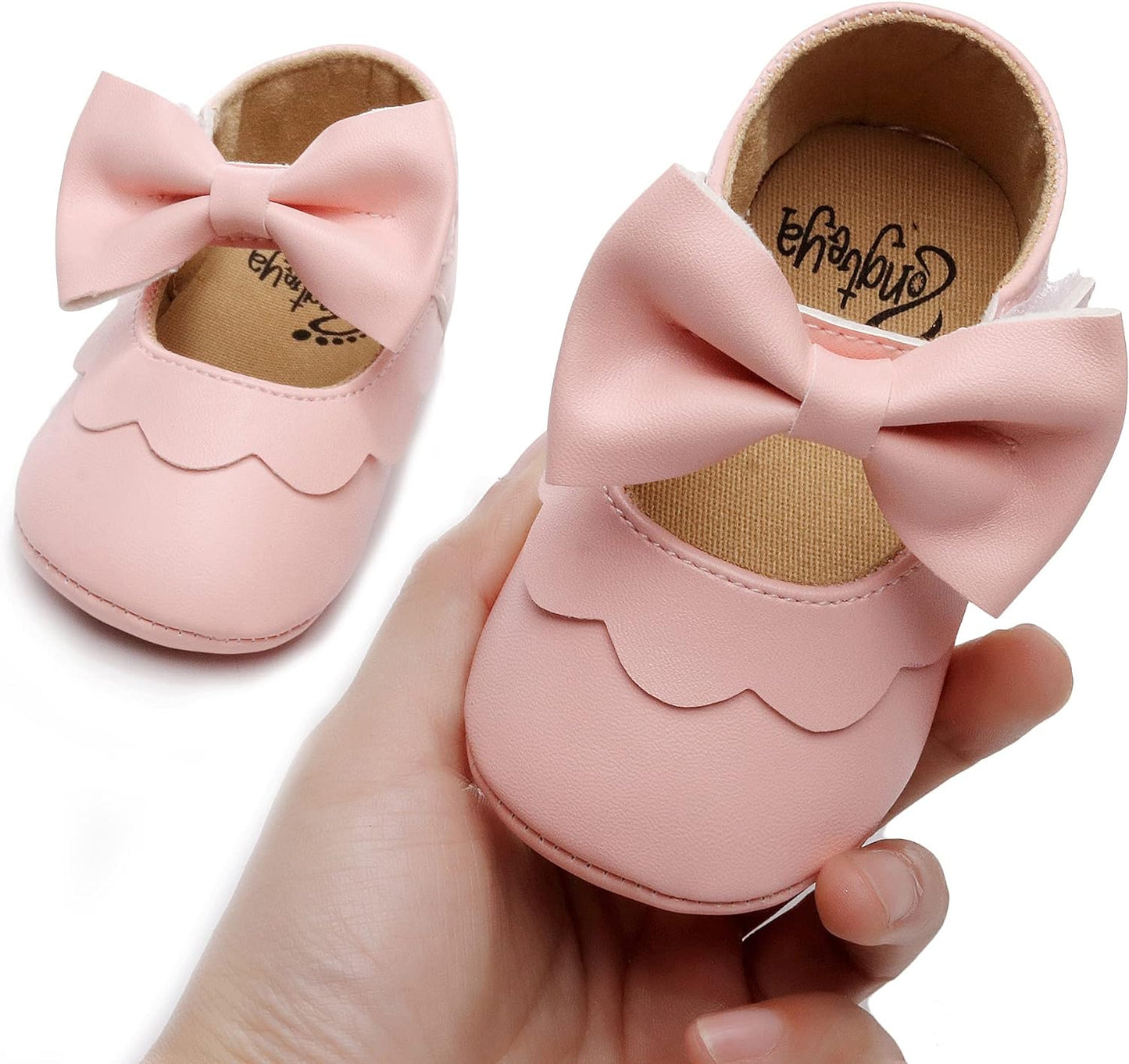 HONGTEYA Infant Baby Girls Mary Jane Flats Non Slip for Toddler First Walkers Soft Sole PU Leather Crib Shoes Sneaker Wedding Party Christmas Princess Dress Shoes Baby Moccasins Girls Xpress