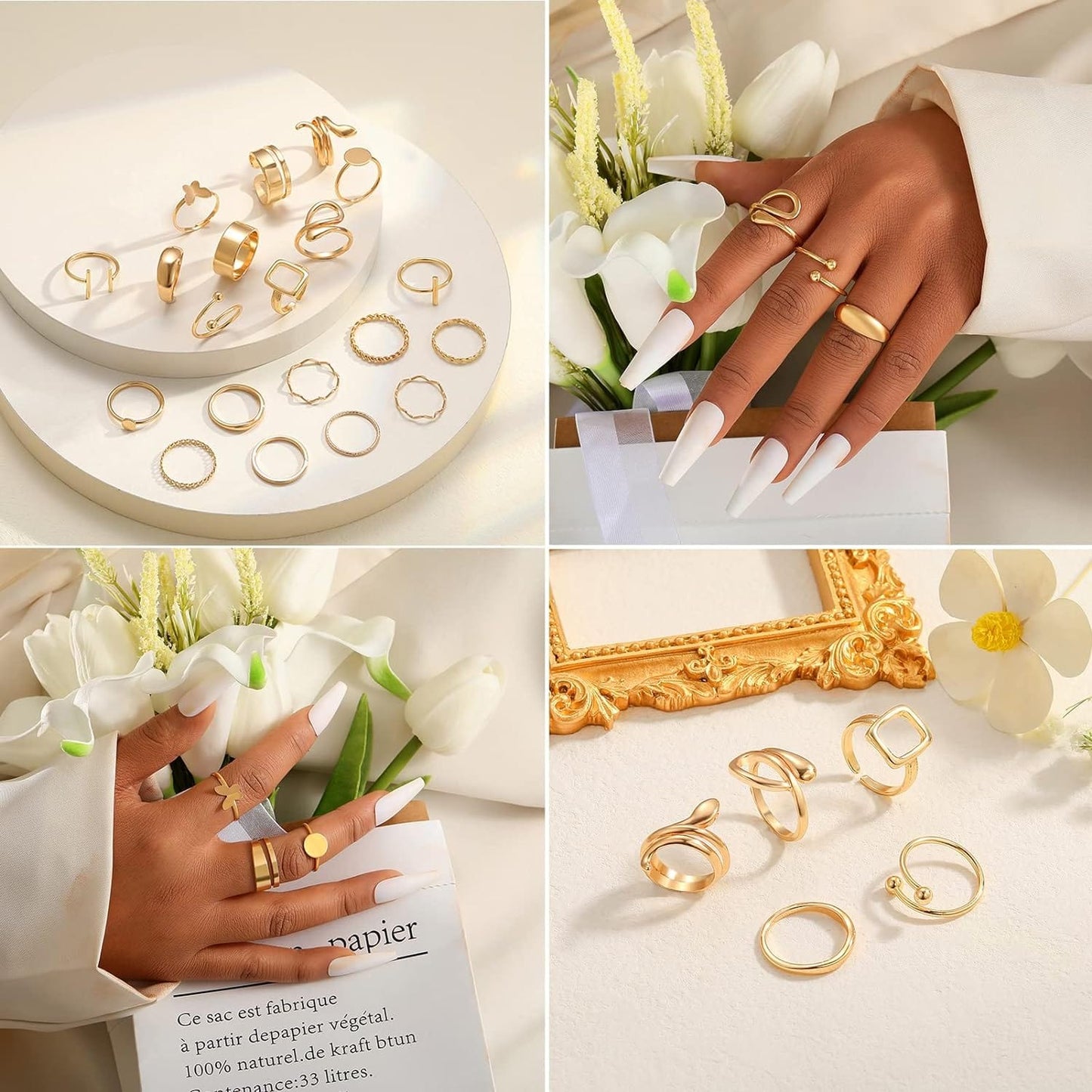 ÌF ME 24 Pcs Gold Vintage Knuckle Rings Set for Women Girls, Boho Dainty Stackable Midi Finger Rings, Snake Butterfly Signet Fashion Ring Pack Jewelry Gifts. Xpress