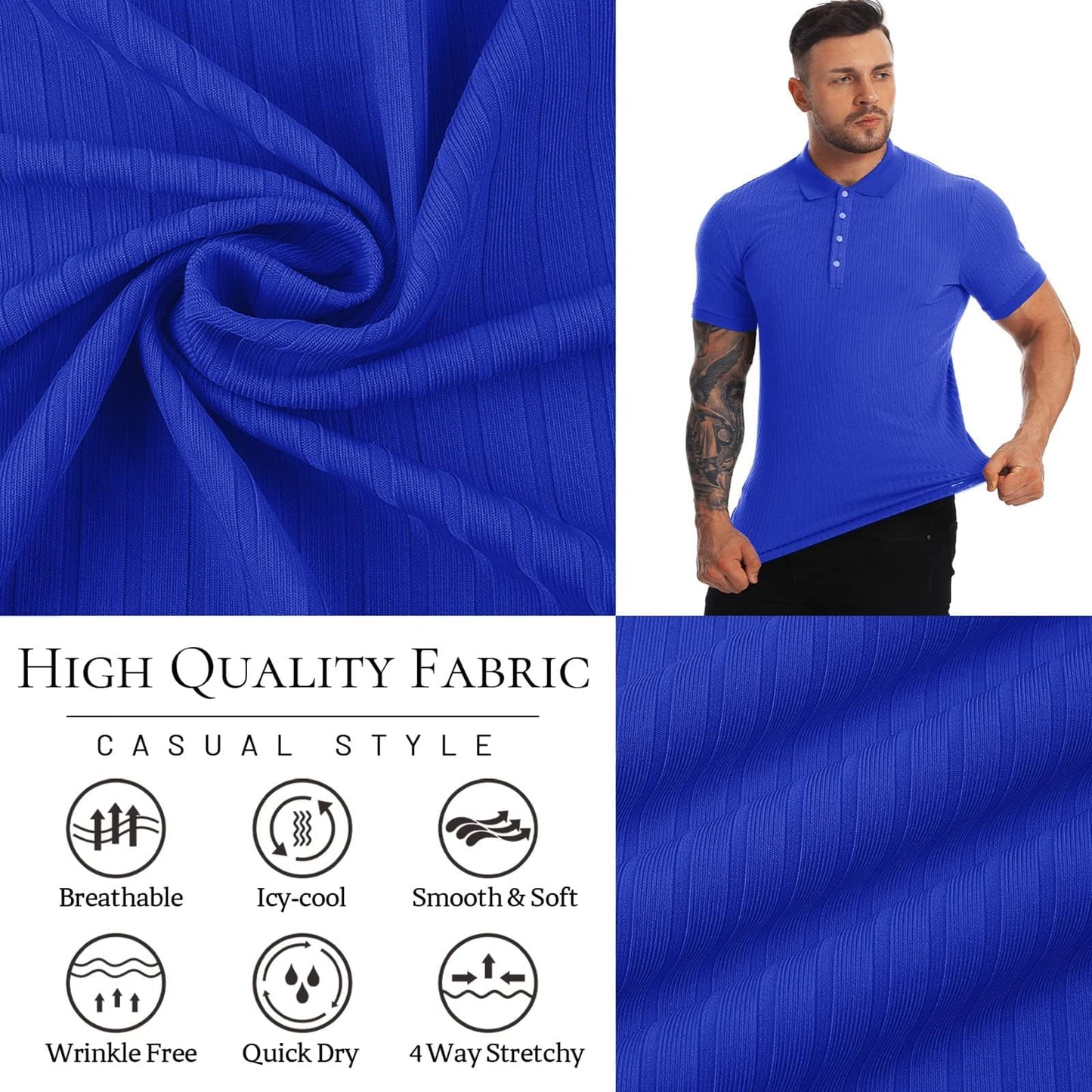 Muscle Polo Shirts for Men Slim Fit Short Sleeve Golf Shirts Men Dry Fit Shirts Casual Stylish Clothes