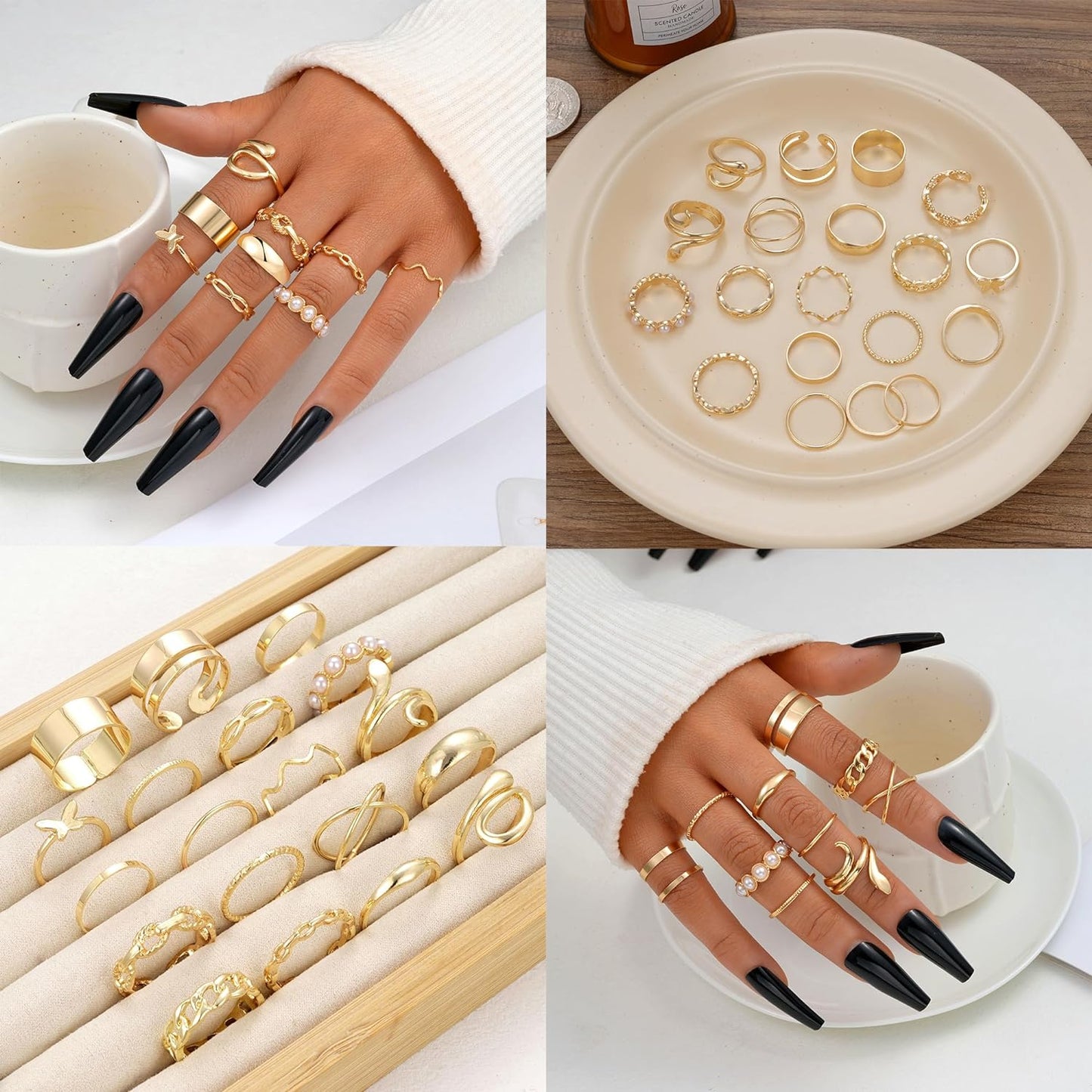 ÌF ME 24 Pcs Gold Vintage Knuckle Rings Set for Women Girls, Boho Dainty Stackable Midi Finger Rings, Snake Butterfly Signet Fashion Ring Pack Jewelry Gifts. Xpress