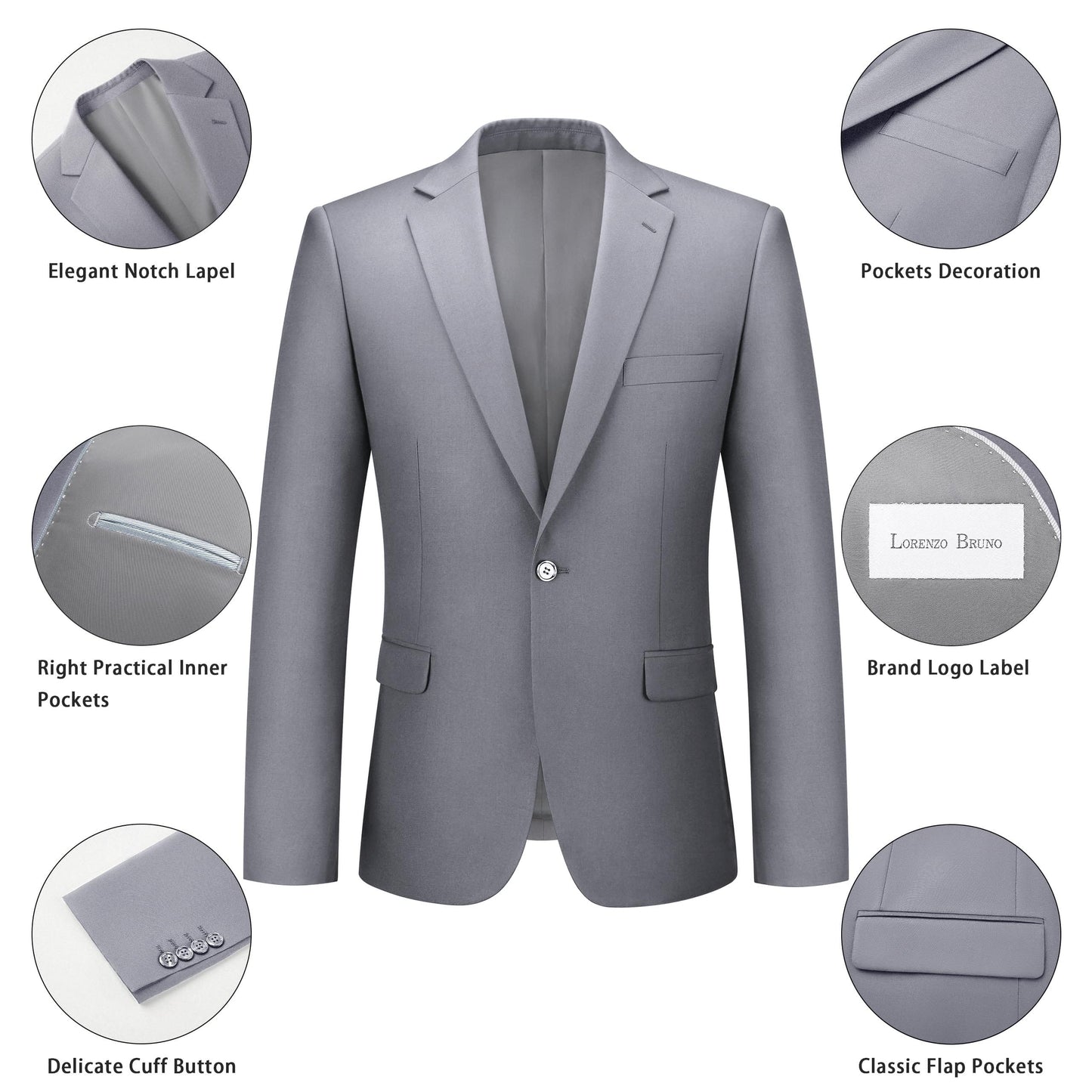 Mens Suit 2 Piece Suits for Men One Button Slim Fit Solid Jacket & Pant Tuxedo Set Business Wedding Party