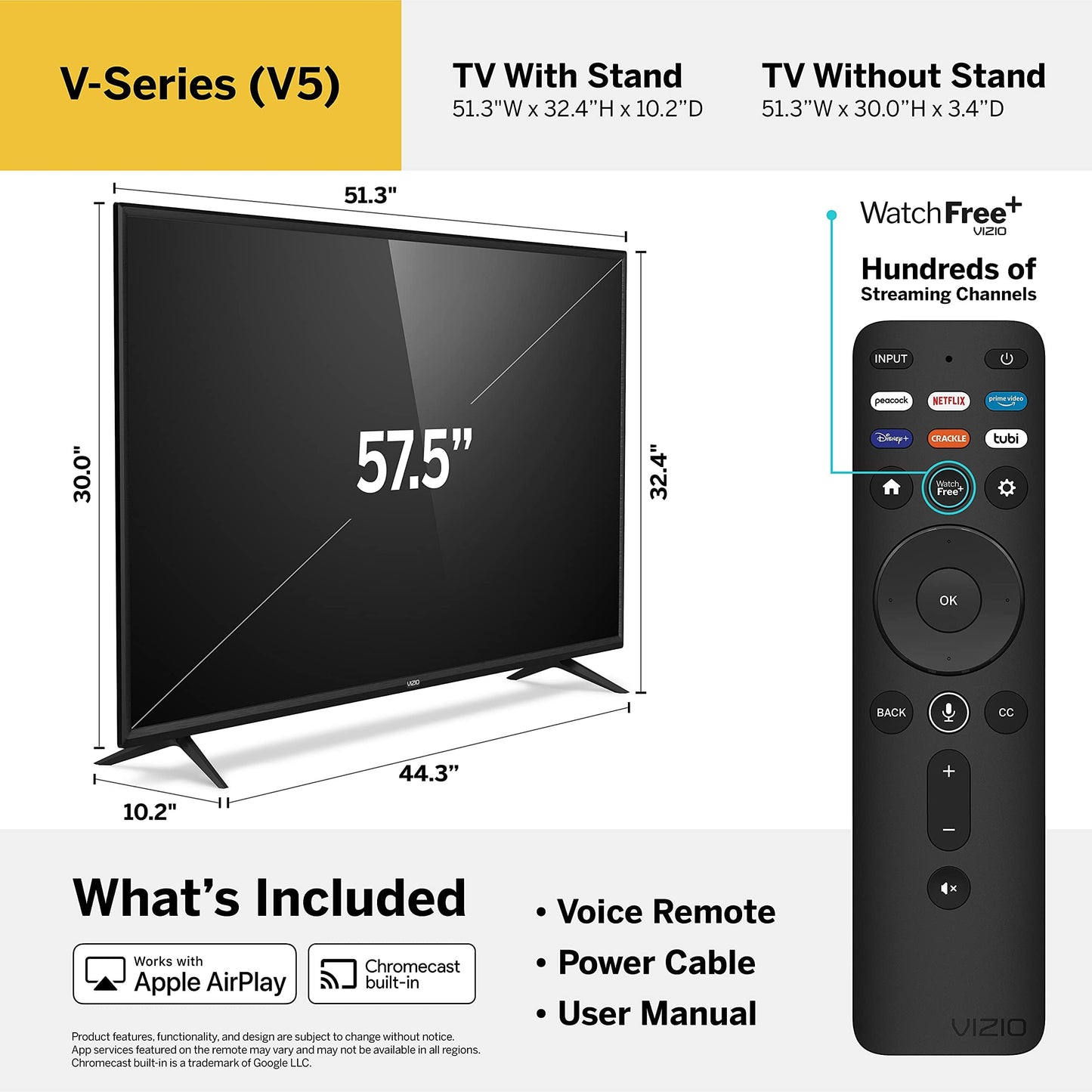 VIZIO Téléviseur intelligent LED 4K UHD série V de 50 pouces avec télécommande vocale, Dolby Vision, HDR10+, compatibilité Alexa, modèle 2022 