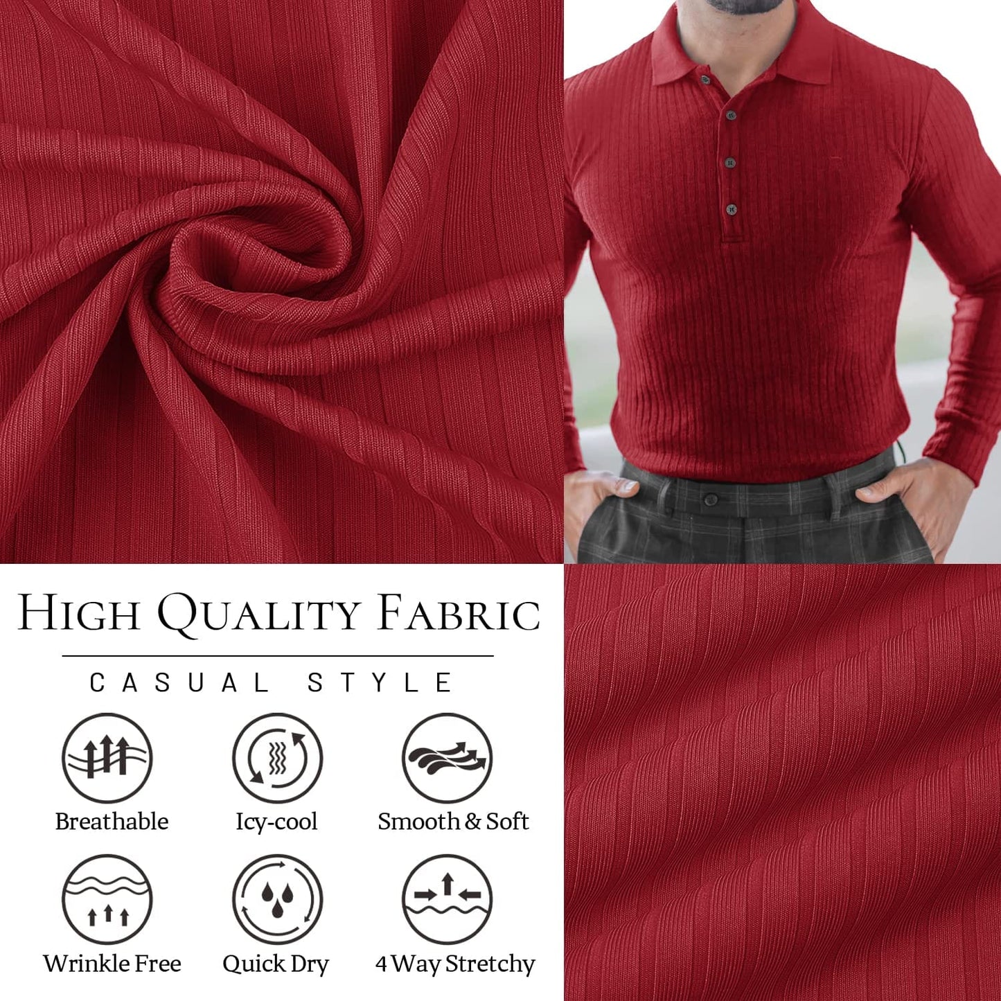 Muscle Polo Shirts for Men Slim Fit Short Sleeve Golf Shirts Men Dry Fit Shirts Casual Stylish Clothes