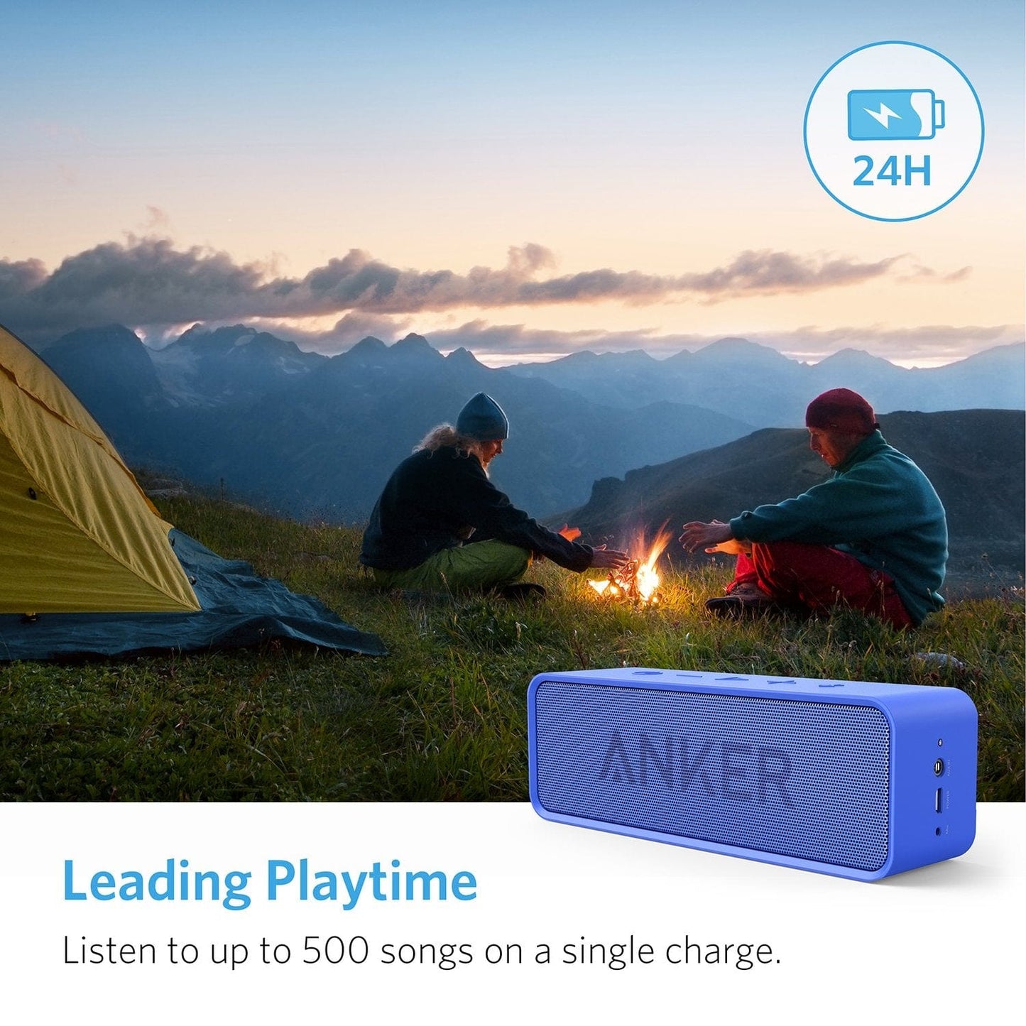 Haut-parleur Bluetooth Anker Soundcore amélioré avec étanchéité IPX5, son stéréo, autonomie de 24 heures, haut-parleur portable sans fil pour iPhone, Samsung et plus 