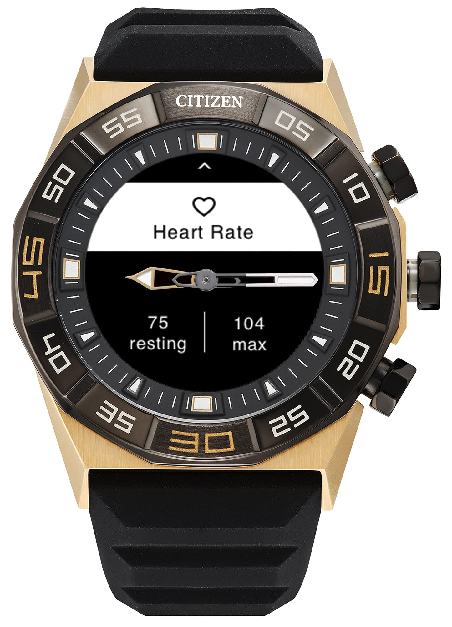 Montre intelligente hybride Citizen CZ Smart PQ2 avec application YouQ Wellness dotée de l'IA IBM Watson® et de la recherche de la NASA, écran personnalisable en noir et blanc, Bluetooth, RH, suivi d'activité, autonomie de 18 jours 