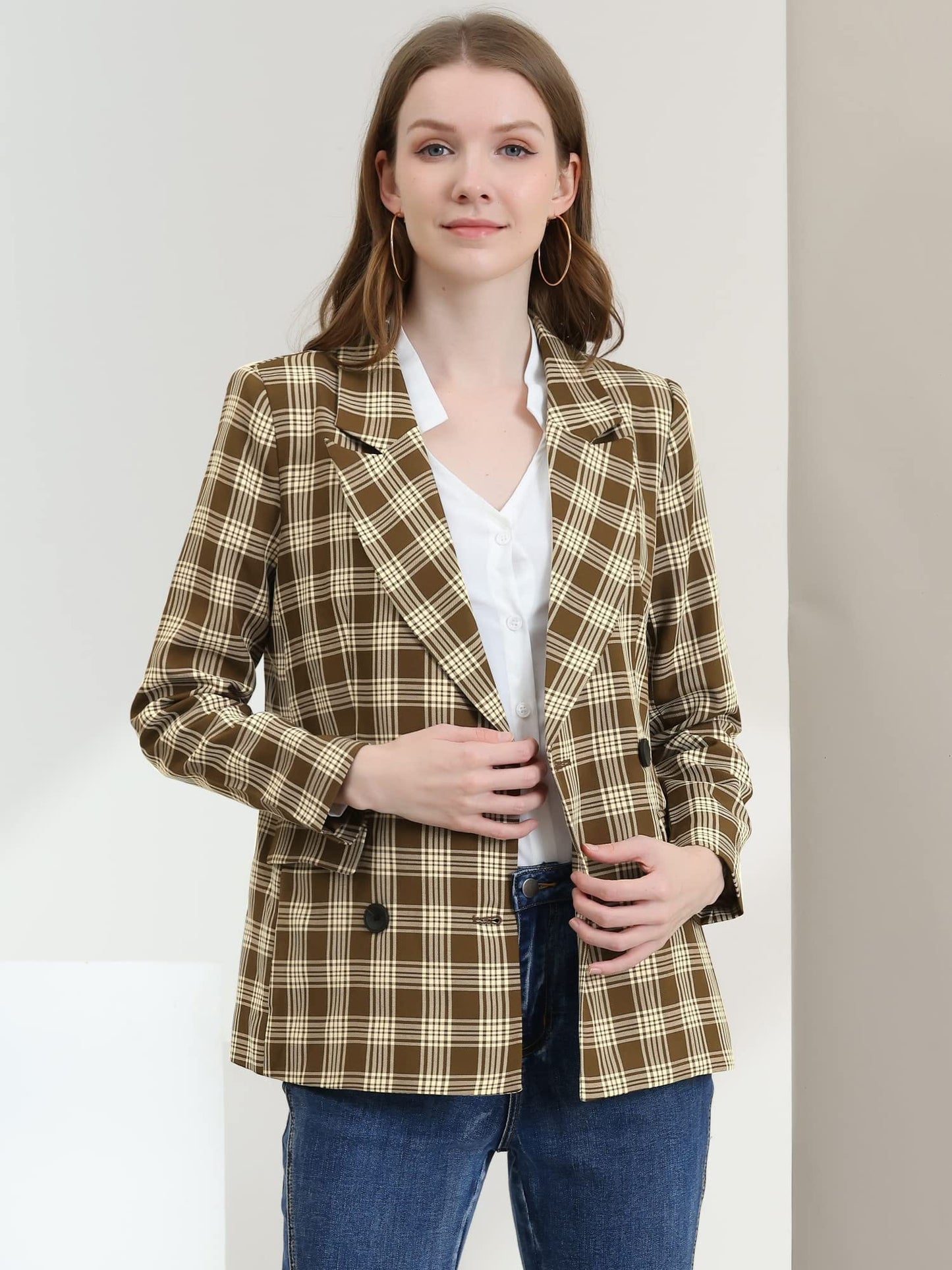 Allegra K Veste blazer formelle à revers cranté pour femme