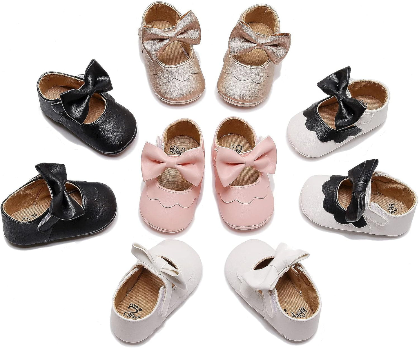 HONGTEYA Infant Baby Girls Mary Jane Flats Non Slip for Toddler First Walkers Soft Sole PU Leather Crib Shoes Sneaker Wedding Party Christmas Princess Dress Shoes Baby Moccasins Girls Xpress