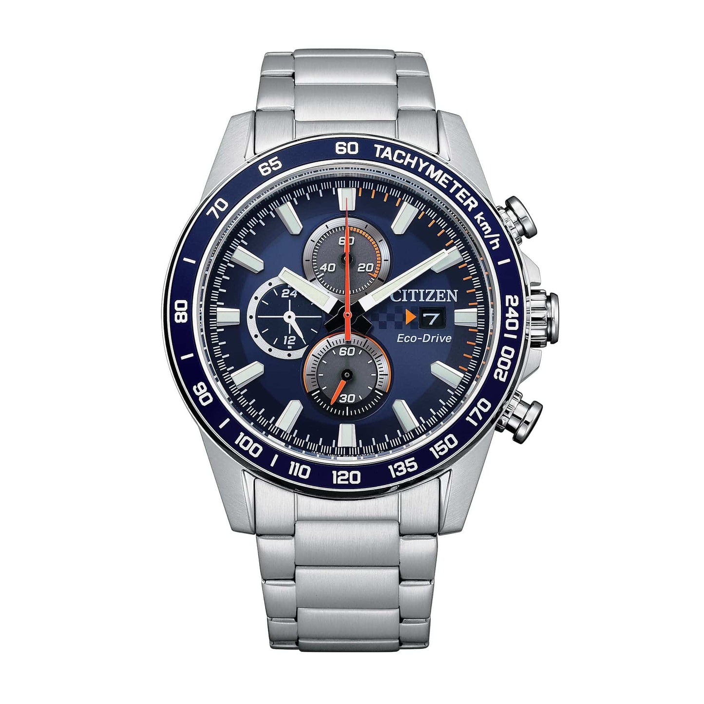 Citizen Reloj deportivo informal para hombre Brycen Eco-Drive cronógrafo de acero inoxidable, hora de 12/24 horas, fecha, taquímetro, resistente al agua hasta 100 metros, cristal mineral esférico, fin de semana