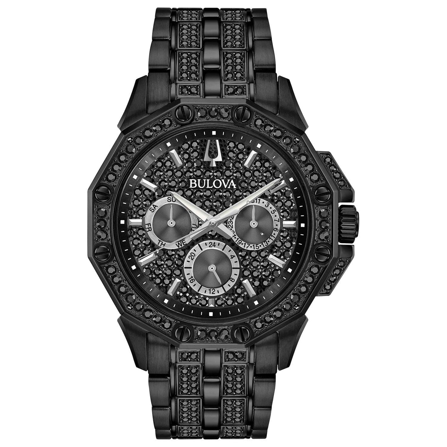 Bulova Reloj de cuarzo con cronógrafo Crystal Octava para hombre, esfera de cristal pavé 