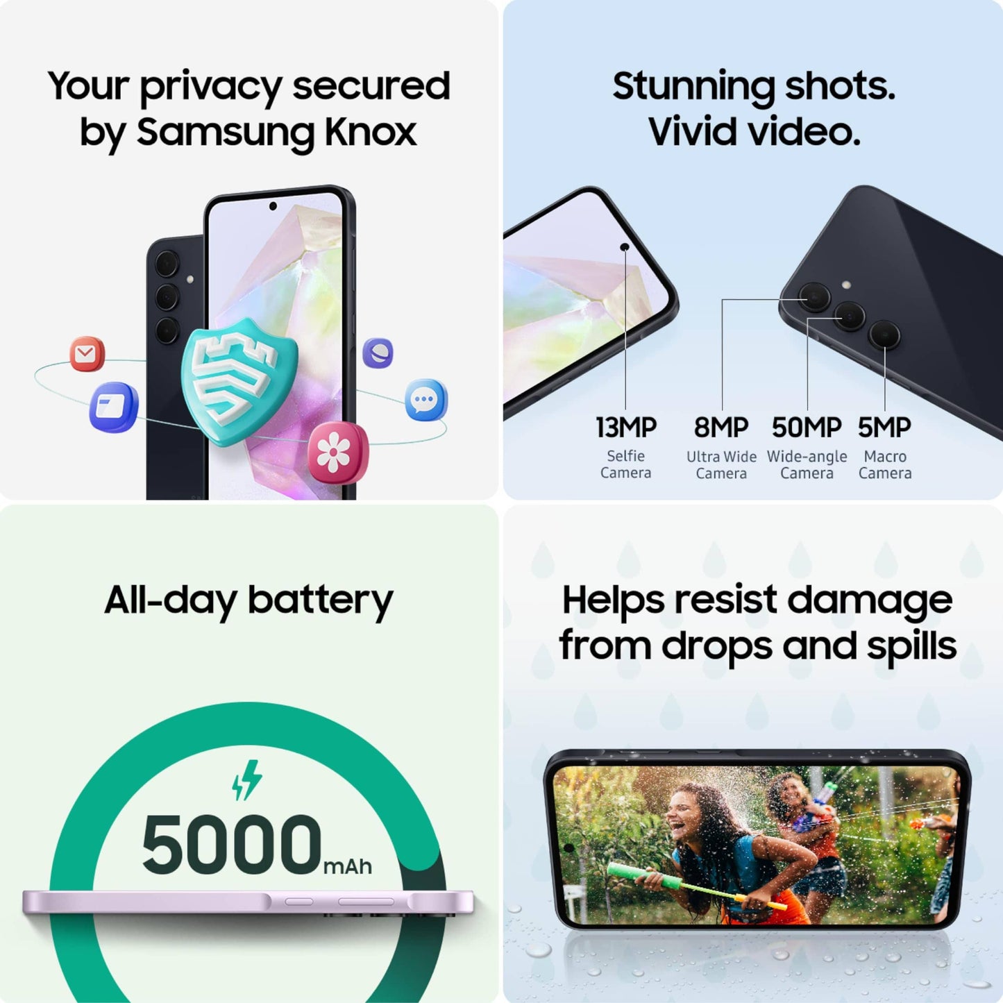 SAMSUNG Galaxy A35 5G A Series Téléphone portable, smartphone Android débloqué 128 Go, écran AMOLED, système avancé à triple caméra, stockage extensible, design robuste, version américaine, 2024, superbe lilas 