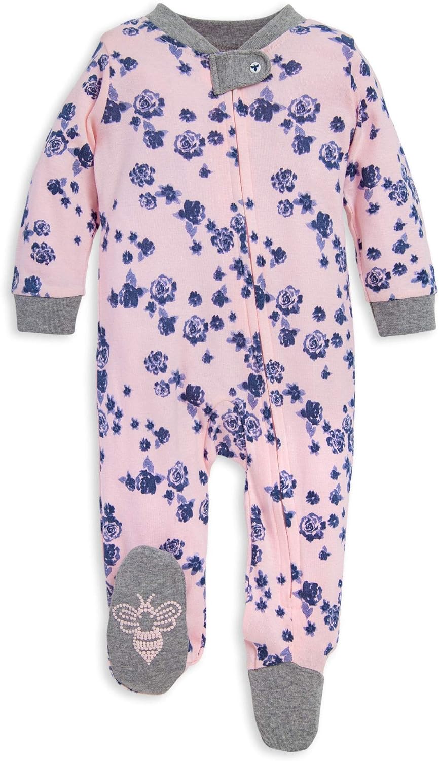 Burt's Bees Baby Baby Girls' Sleep and Play Pajamas, 100% Organic Cotton One-Piece Romper Jumpsuit Zip Front Pjs Xpress