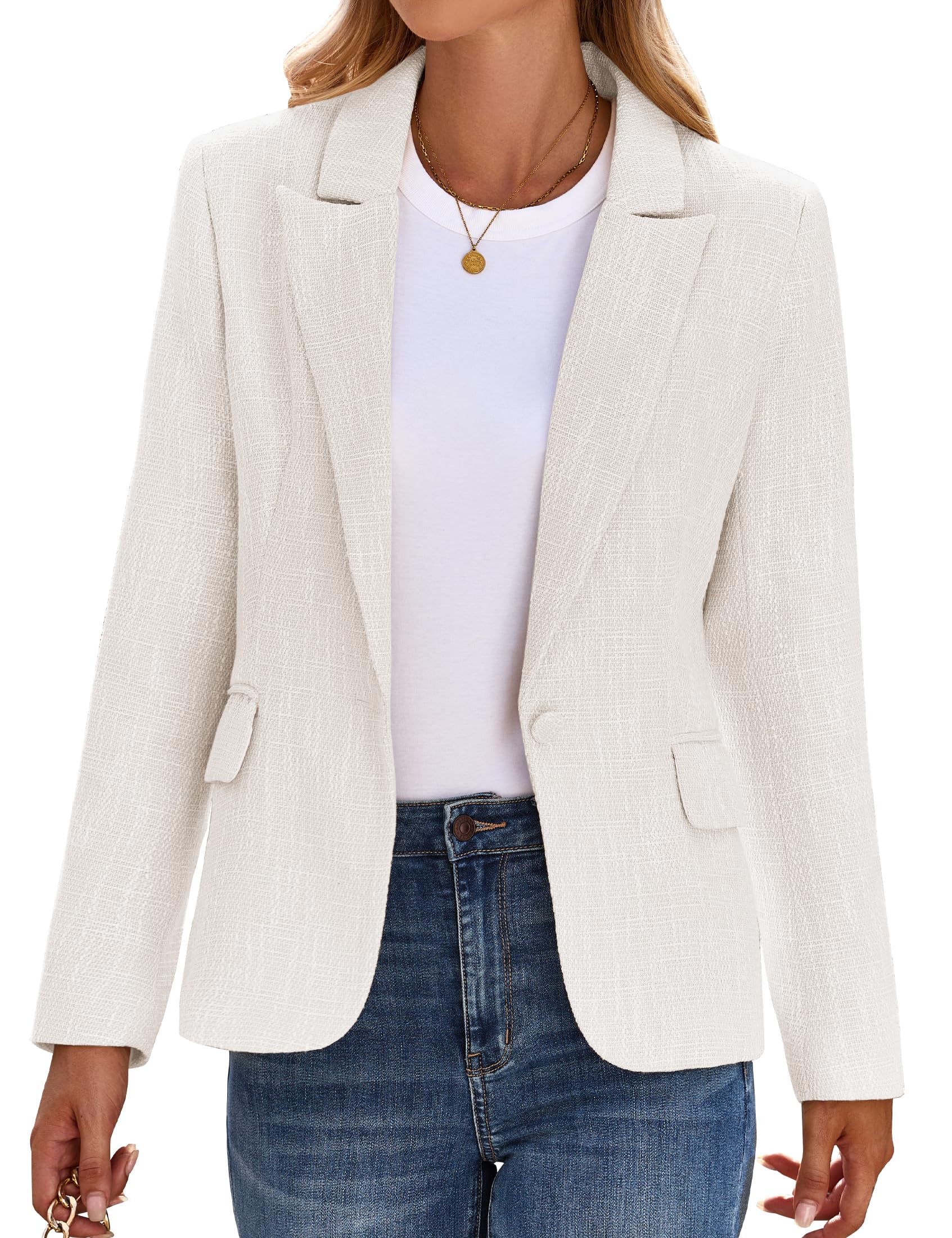 luvamia Tweed Blazers for Women Business Casual Dressy Blazer Jacket Work Suits Office Professional Outfits Long Sleeve