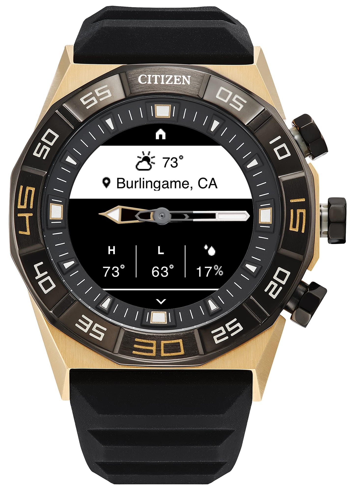 Montre intelligente hybride Citizen CZ Smart PQ2 avec application YouQ Wellness dotée de l'IA IBM Watson® et de la recherche de la NASA, écran personnalisable en noir et blanc, Bluetooth, RH, suivi d'activité, autonomie de 18 jours 