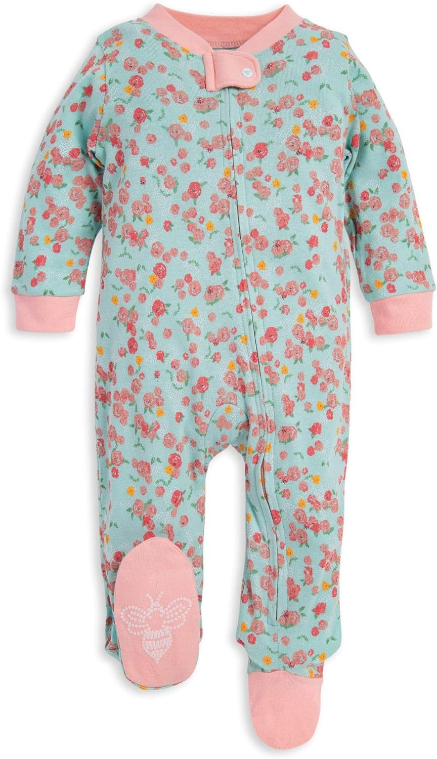 Burt's Bees Baby Baby Girls' Sleep and Play Pajamas, 100% Organic Cotton One-Piece Romper Jumpsuit Zip Front Pjs Xpress