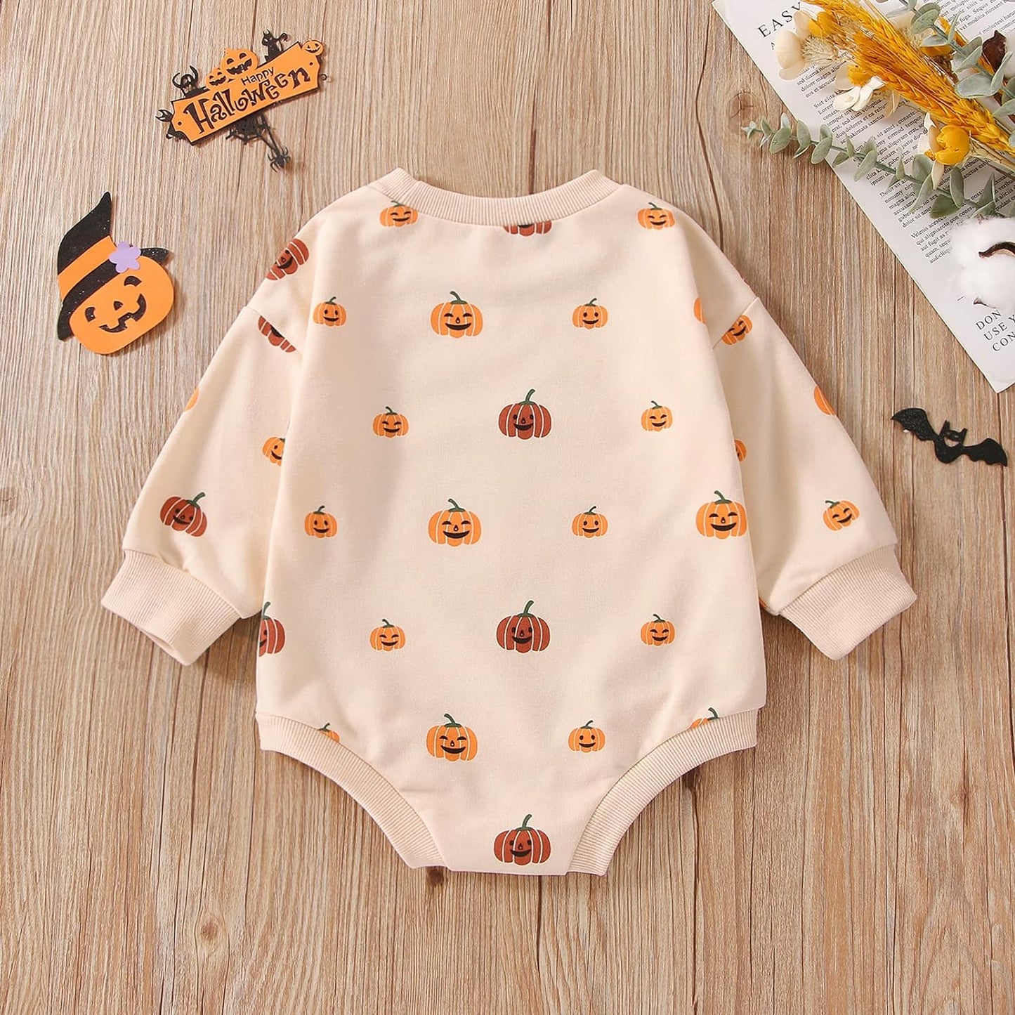 FYBITBO Halloween Baby Girl Boy Clothes Pumpkin Romper Sweatshirt Onesie Long Sleeve Bodysuit Top Fall Winter Outfit Xpress