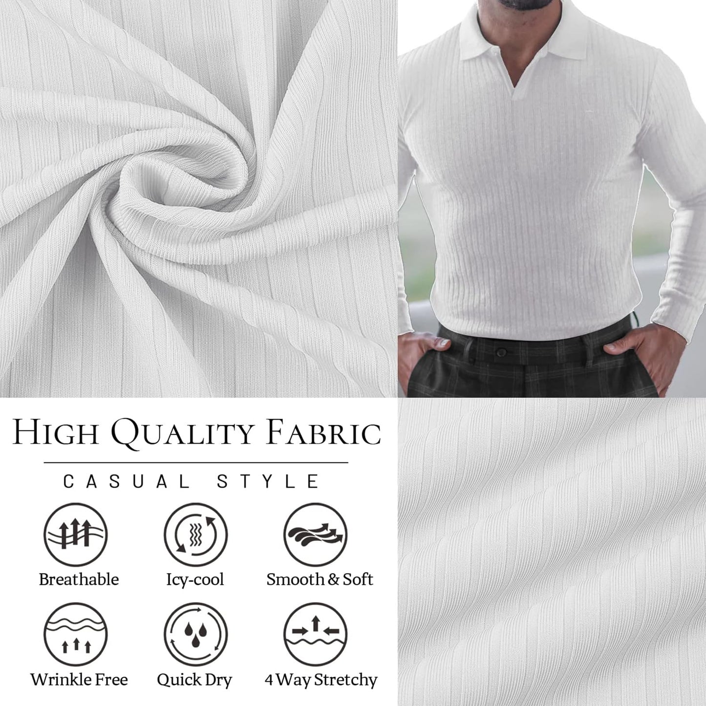 Muscle Polo Shirts for Men Slim Fit Short Sleeve Golf Shirts Men Dry Fit Shirts Casual Stylish Clothes