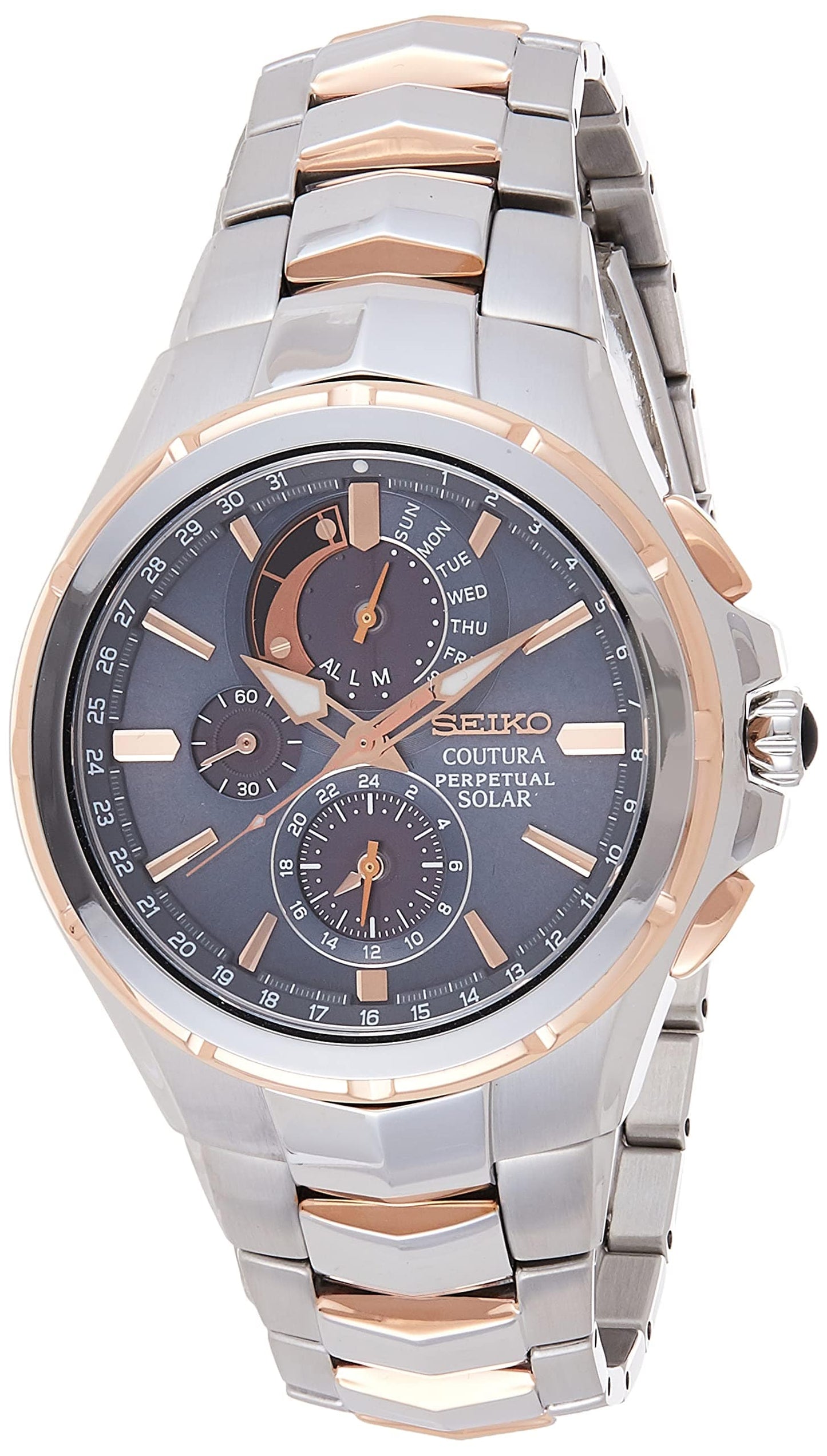 Reloj SEIKO para hombre - Colección Coutura - Funciona con luz, calendario perpetuo y resistente al agua hasta 100 m 