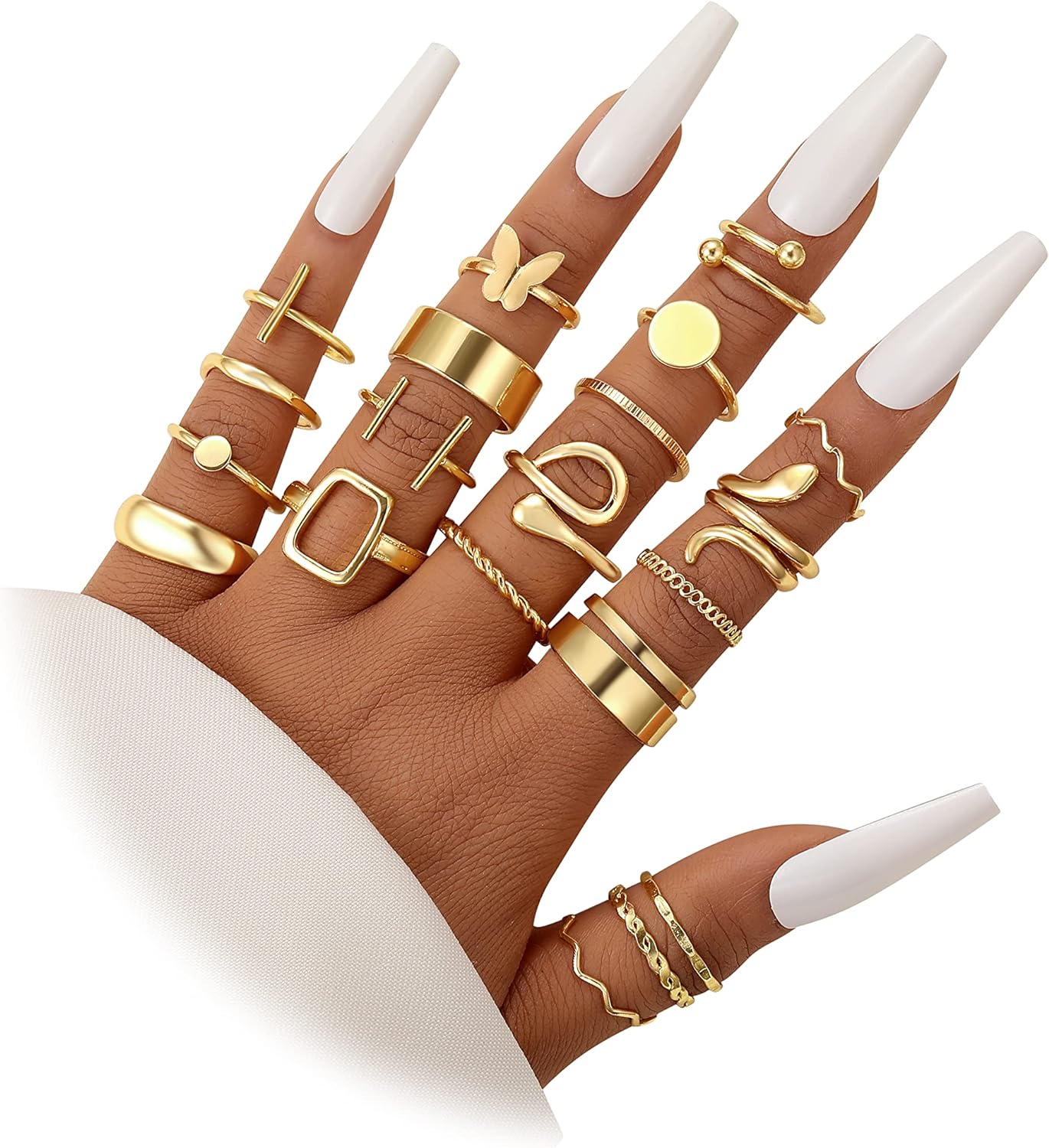 ÌF ME 24 Pcs Gold Vintage Knuckle Rings Set for Women Girls, Boho Dainty Stackable Midi Finger Rings, Snake Butterfly Signet Fashion Ring Pack Jewelry Gifts. Xpress