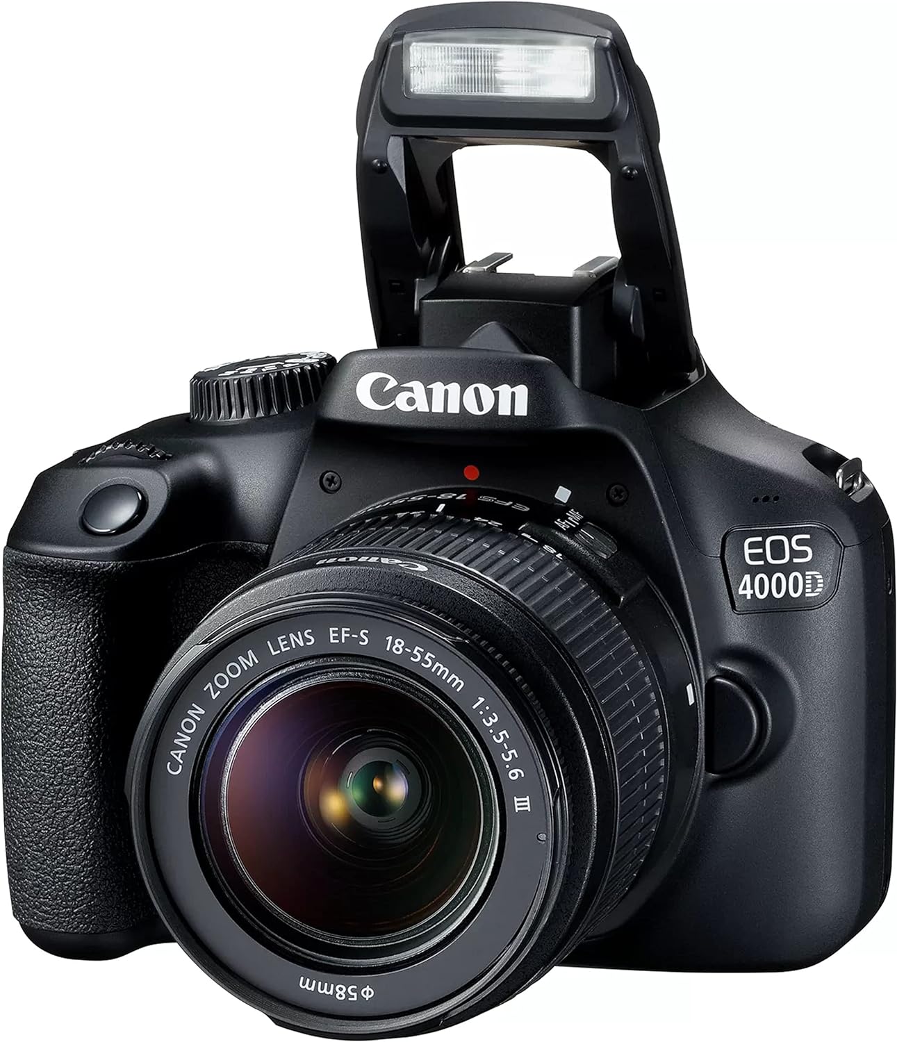 Canon EOS 4000D / Rebel T100 Appareil photo reflex numérique avec objectif zoom EF-S 18-55 mm F/3.5-5.6 + mémoire 64 Go, filtres, étui, trépied, flash et plus (lot de 34 pièces) (renouvelé) 