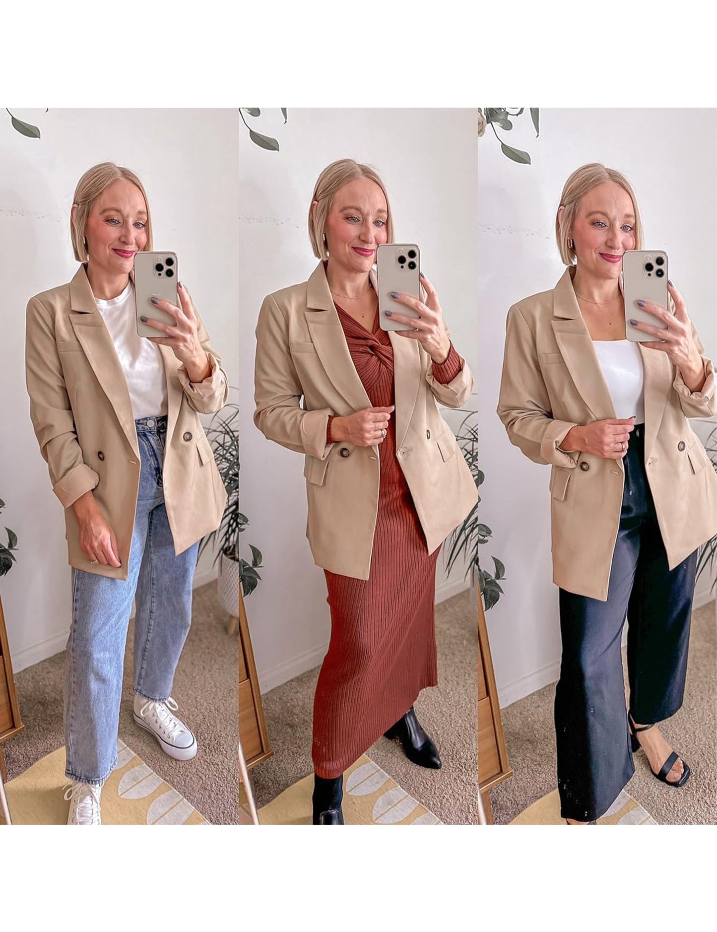 luvamia Blazer veste pour femme travail décontracté bureau à manches longues mode habillé tenue d'affaires 