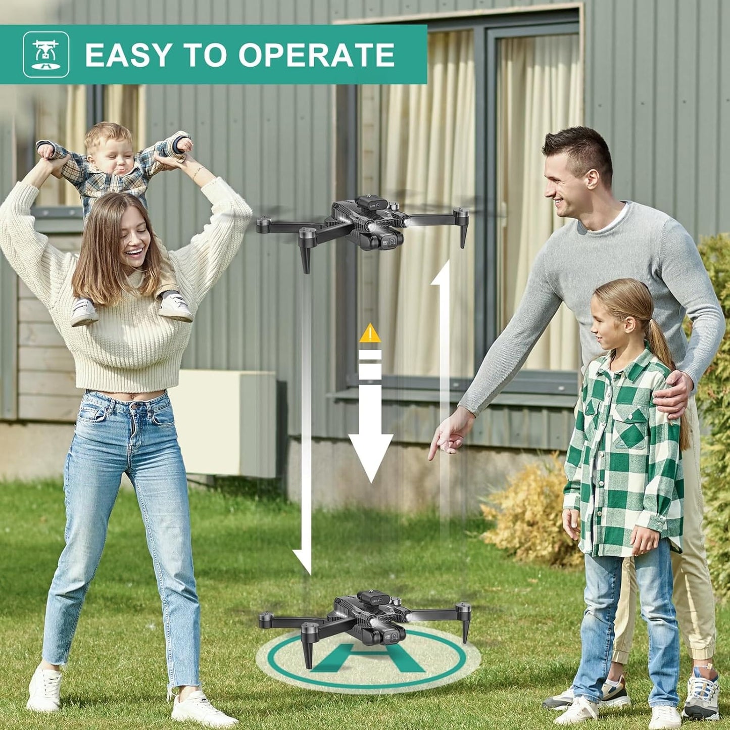 Drone RC MSMV pour enfants et adultes avec caméra HD FPV, évitement d'obstacles, démarrage à une touche, étui de transport, 2 piles – Jouets cool, cadeaux pour garçons et filles 