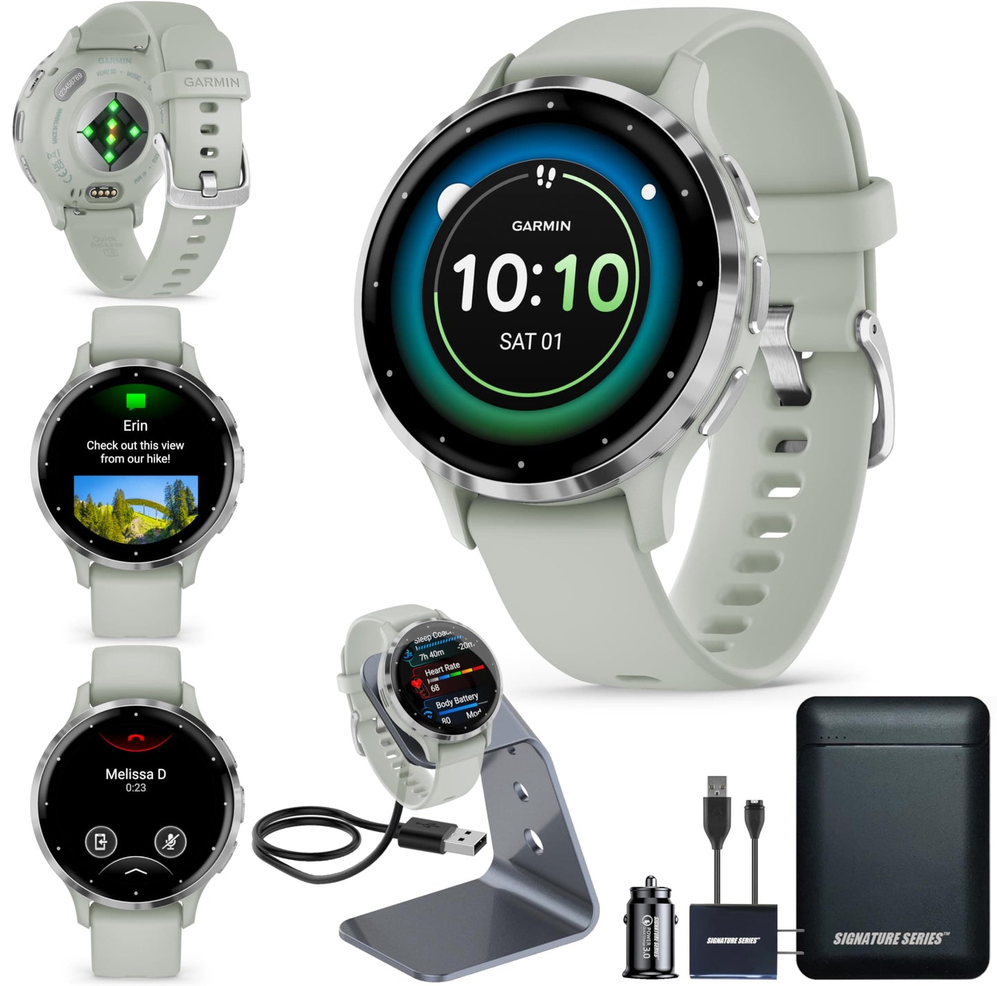 Garmin Venu 3, GPS Smartwatch with AMOLED Display, Black | Advanced Health and Fitness Features, Up to 14 Day Battery Life, Body Battery Energy Monitoring with Signature Power Bundle