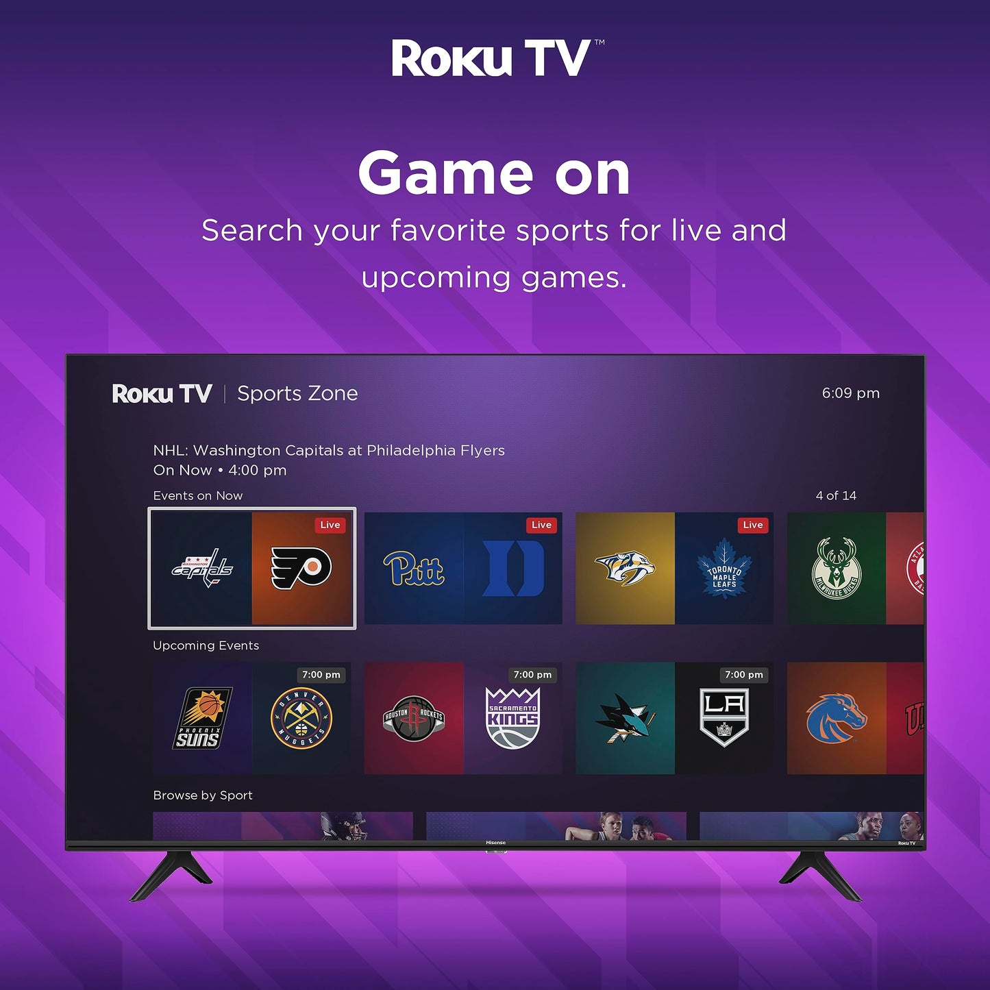 Hisense Téléviseur intelligent Roku 4K UHD série R6 de 50 pouces avec compatibilité Alexa, Dolby Vision HDR, son DTS Studio, mode jeu (50R6G), noir 