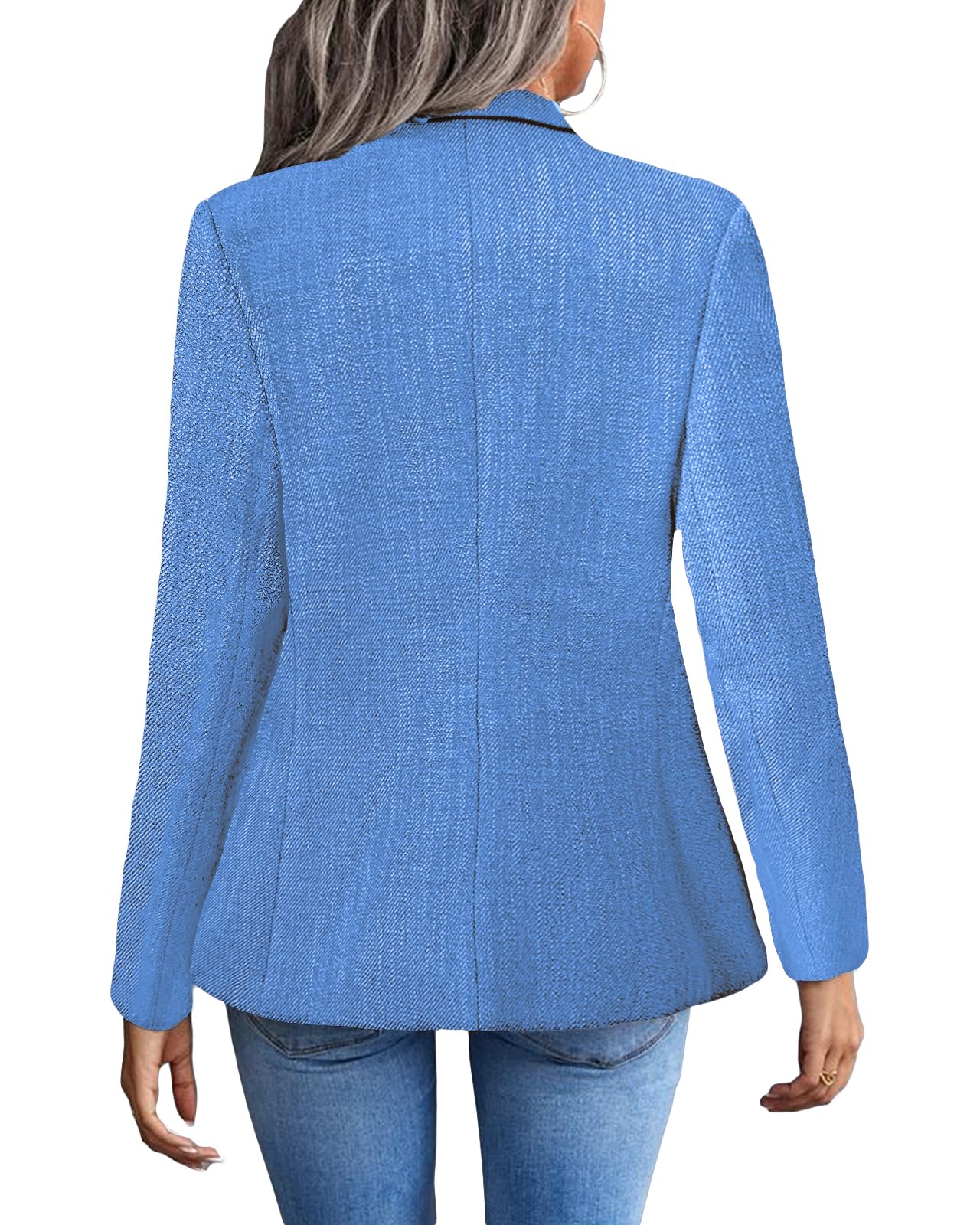 Blazer décontracté pour femme, veste à carreaux en Tweed, ouverte sur le devant, avec poche de costume, printemps 2024 (S-XXL) 