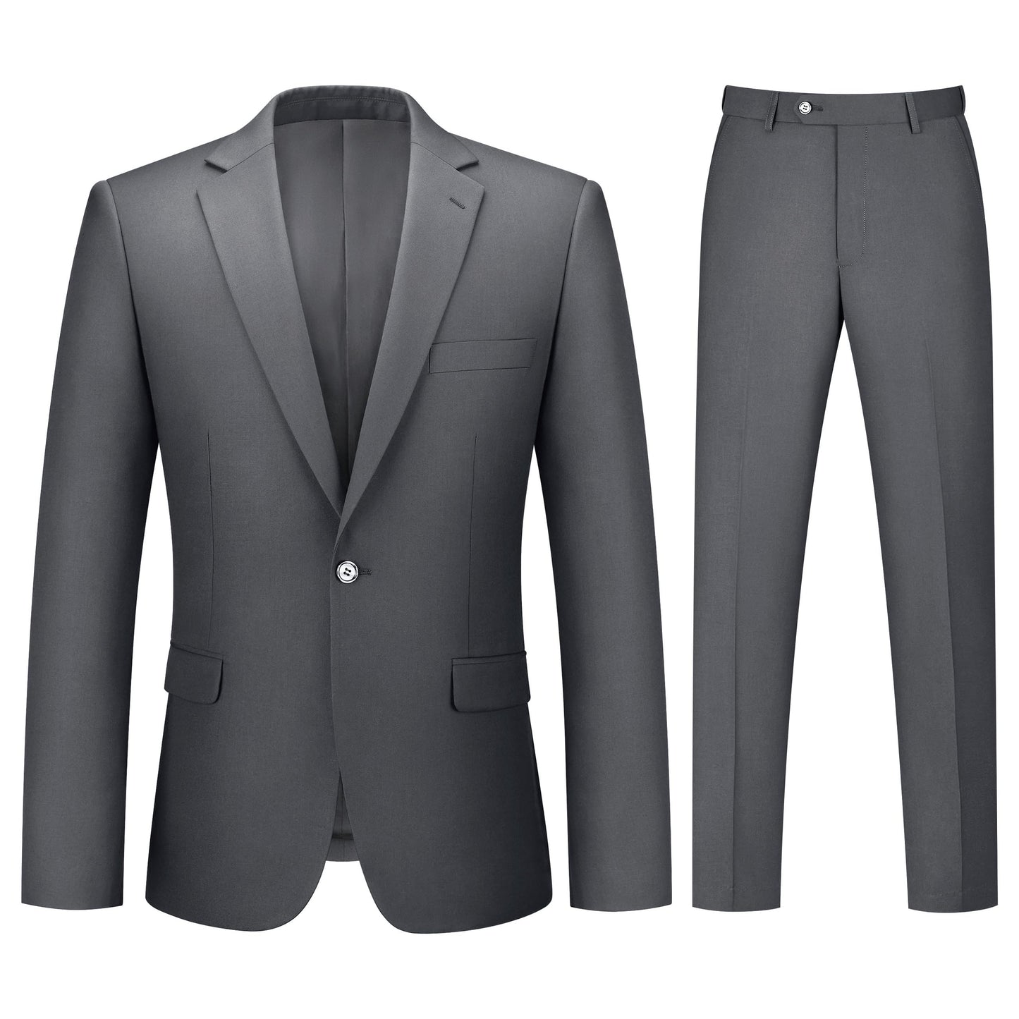 Mens Suit 2 Piece Suits for Men One Button Slim Fit Solid Jacket & Pant Tuxedo Set Business Wedding Party