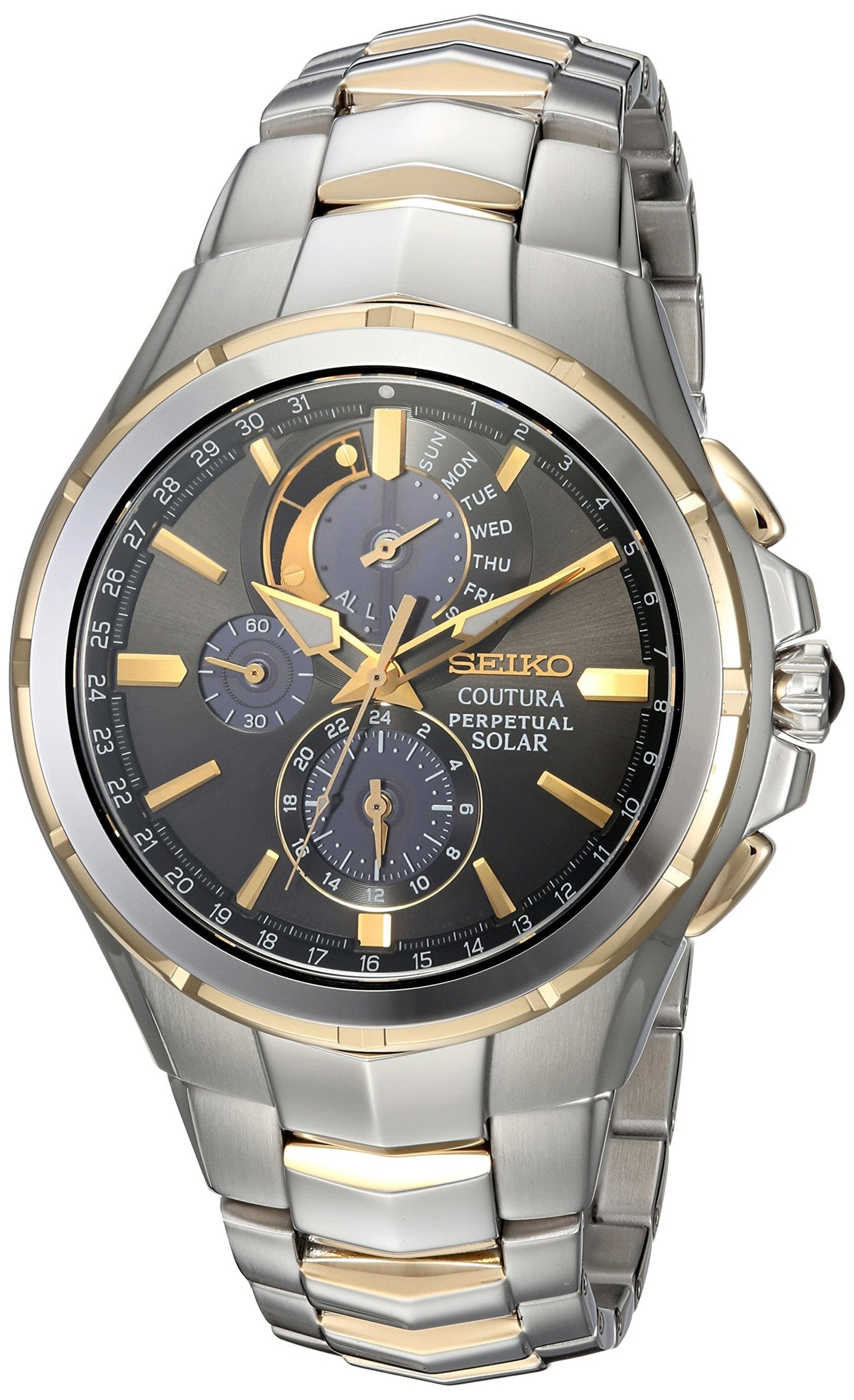 SEIKO Watch for Men - Coutura Collection - Light-Powered, Perpetual Calendar, and 100m Water Resistant