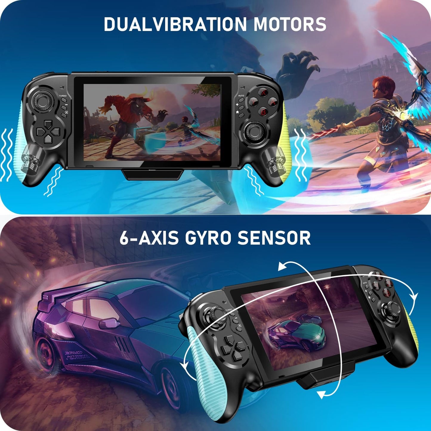 Diswoe Contrôleur sans fil amélioré pour Switch/Lite/OLED Pro Contrôleur pour Switch Remote Joystick Gamepad Prend en charge le réveil, l'axe gyroscopique, le turbo, la double vibration et la fonction de capture d'écran 