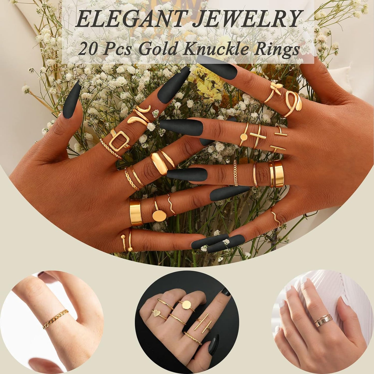 ÌF ME 24 Pcs Gold Vintage Knuckle Rings Set for Women Girls, Boho Dainty Stackable Midi Finger Rings, Snake Butterfly Signet Fashion Ring Pack Jewelry Gifts. Xpress