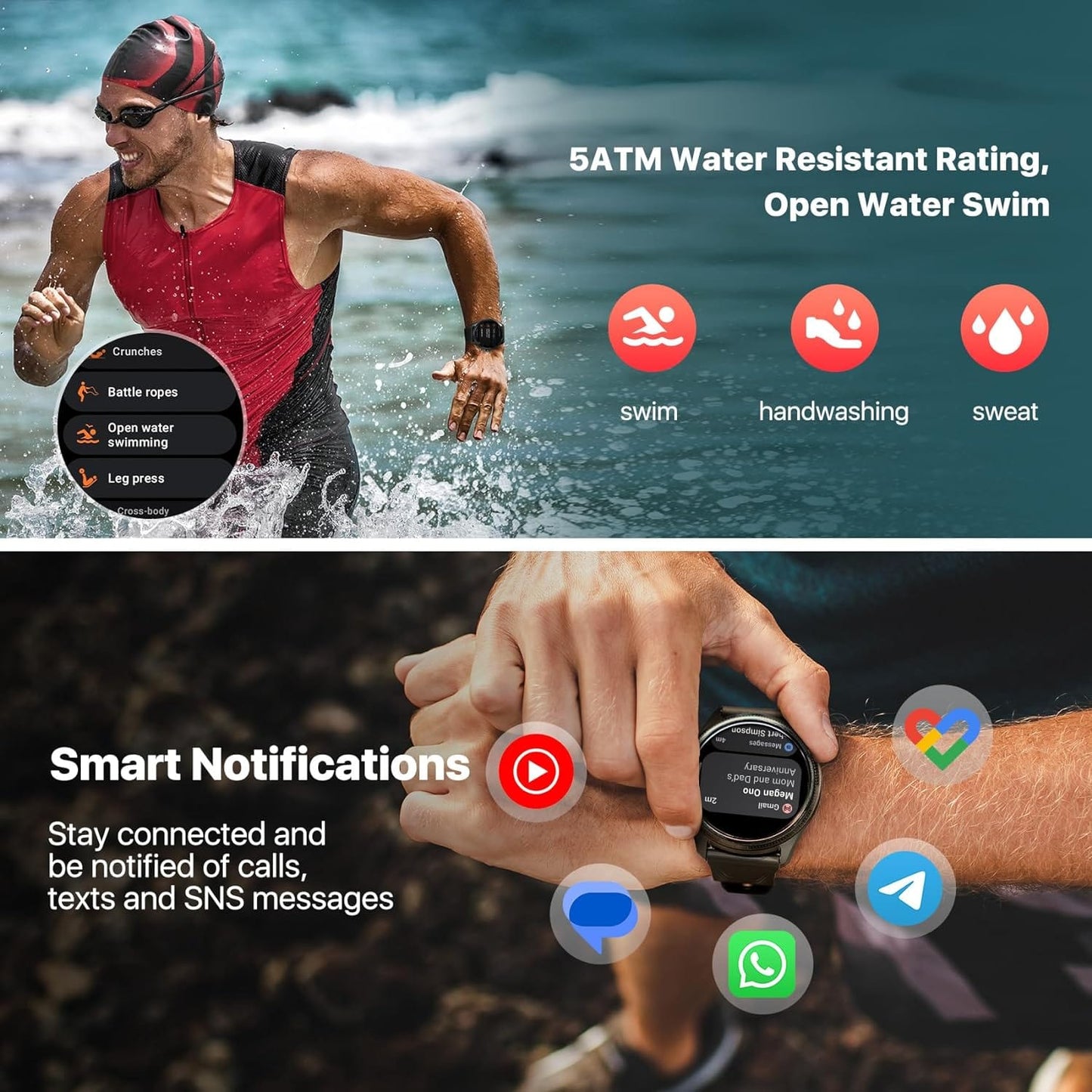 Montre connectée Ticwatch Pro 5 Enduro pour hommes, 1,43 pouces, Android Wear OS, batterie de 90 heures, plus de 110 modes d'entraînement, fréquence cardiaque 7/24, moniteur d'activité physique, extérieur, boussole GPS 5 ATM, compatible Android uniquement 