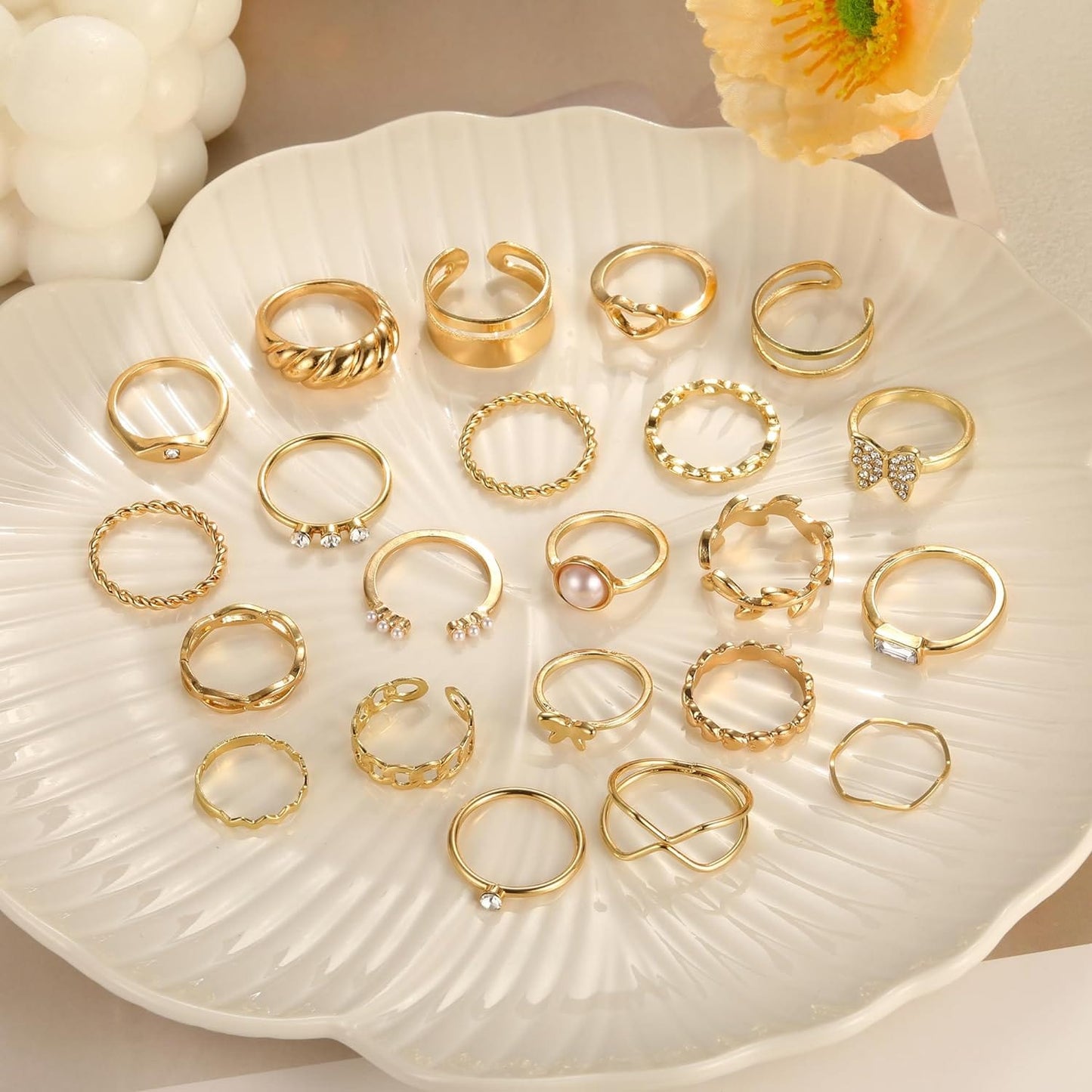 ÌF ME 24 Pcs Gold Vintage Knuckle Rings Set for Women Girls, Boho Dainty Stackable Midi Finger Rings, Snake Butterfly Signet Fashion Ring Pack Jewelry Gifts. Xpress