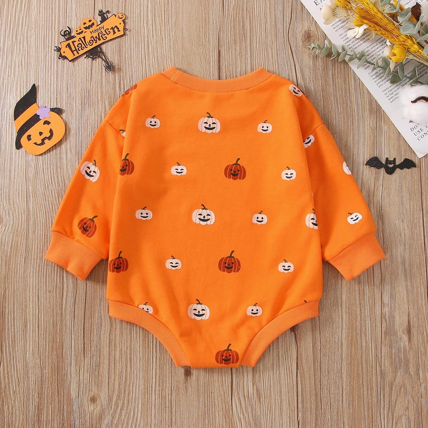 FYBITBO Halloween Baby Girl Boy Clothes Pumpkin Romper Sweatshirt Onesie Long Sleeve Bodysuit Top Fall Winter Outfit Xpress