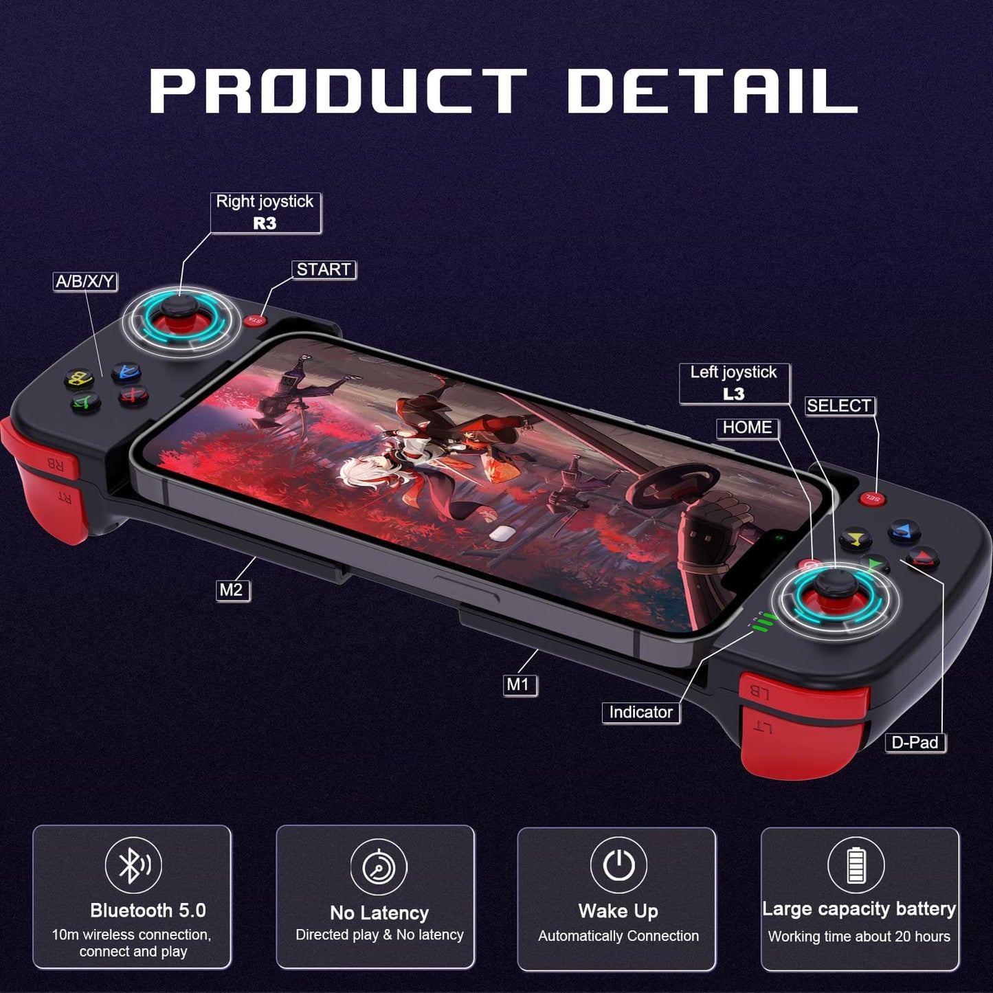 Megadream Mobile Game Controller Gamepad for iPhone iOS Android PC: Works with iPhone 15/14/13/12/11/X, iPad, Samsung Galaxy, TCL, Tablet, Call of Duty, Black Desert Mobile - Directly Play (Grey)