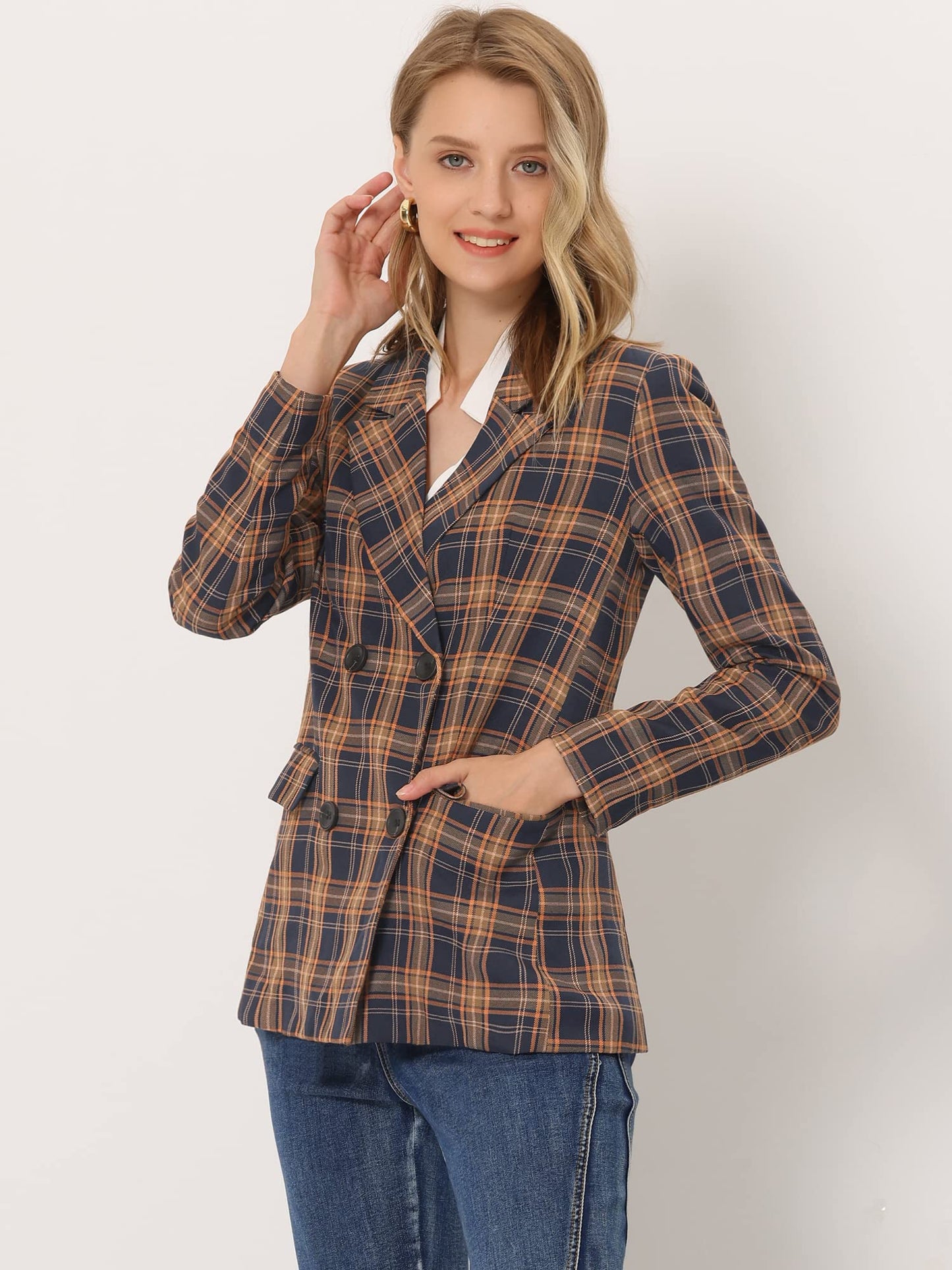 Allegra K Veste blazer formelle à revers cranté pour femme