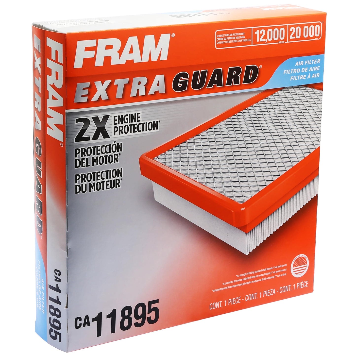 FRAM Extra Guard CA11895 Filtre à air moteur de rechange pour Toyota 2013-2022 (4,0 L, 4-6 L et 5,7 L), offre jusqu'à 12 mois ou 12 000 miles de protection du filtre 