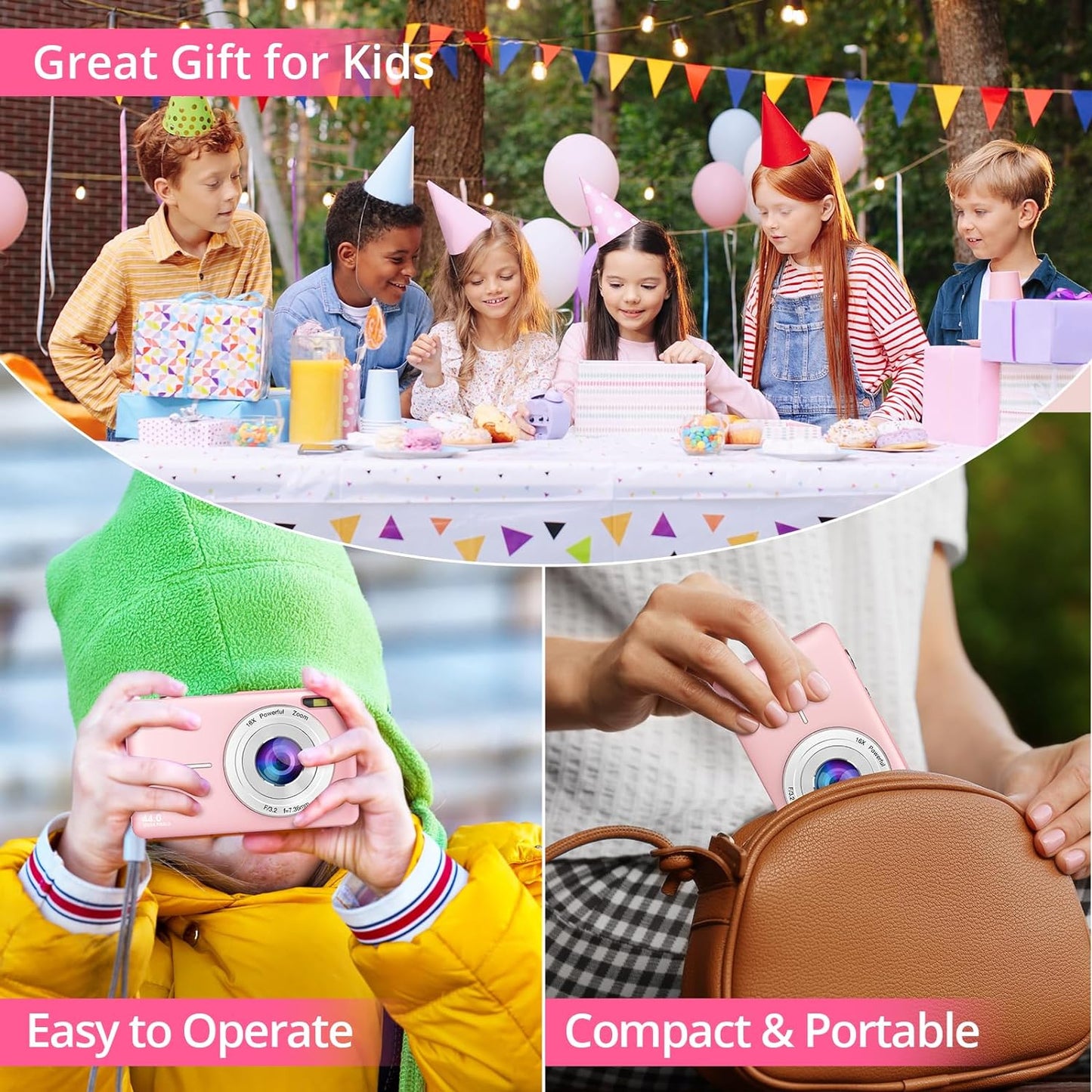 Digital Camera 2024 Newest 1080P 44MP Digital Cameras for Photography, Digital Point and Shoot Camera for Kids with 16X Zoom, Anti-Shake, Compact Small Travel Camera for Boys Girls Teens Gift Xpress