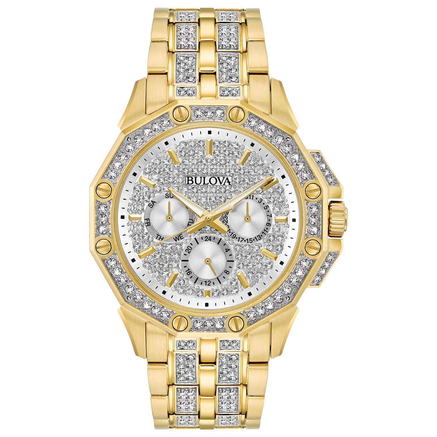 Bulova Reloj de cuarzo con cronógrafo Crystal Octava para hombre, esfera de cristal pavé 