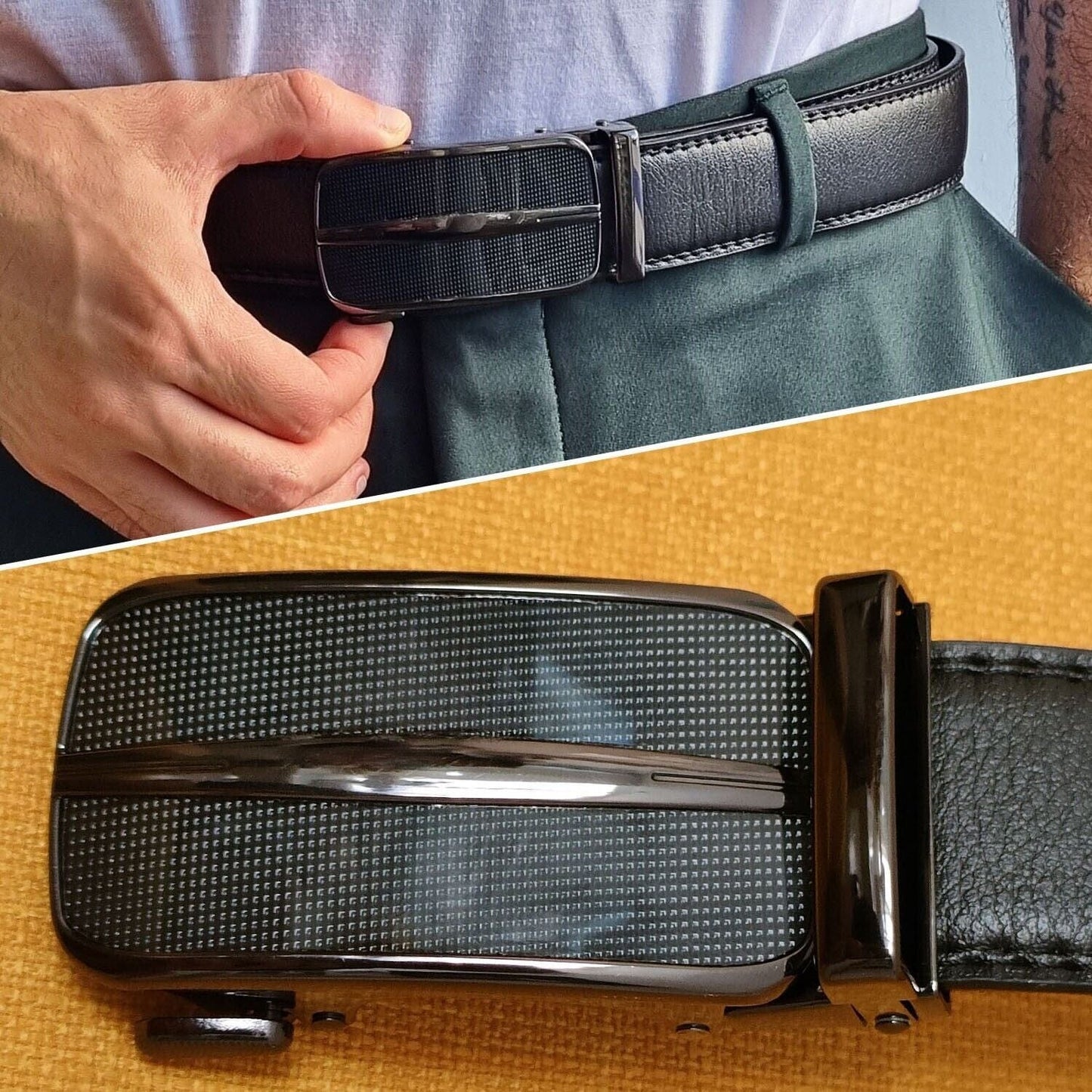 Correas para hombre de cuero de la correa del trinquete de la microfibra para el tamaño ajustable de los hombres, hebilla de la diapositiva