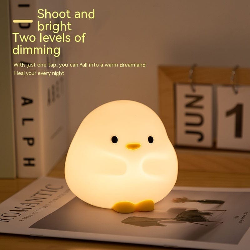 Lindo pato LED lámpara de noche de dibujos animados de silicona USB recargable luz para dormir Sensor táctil sincronización dormitorio lámpara de noche para regalo de niño decoración del hogar